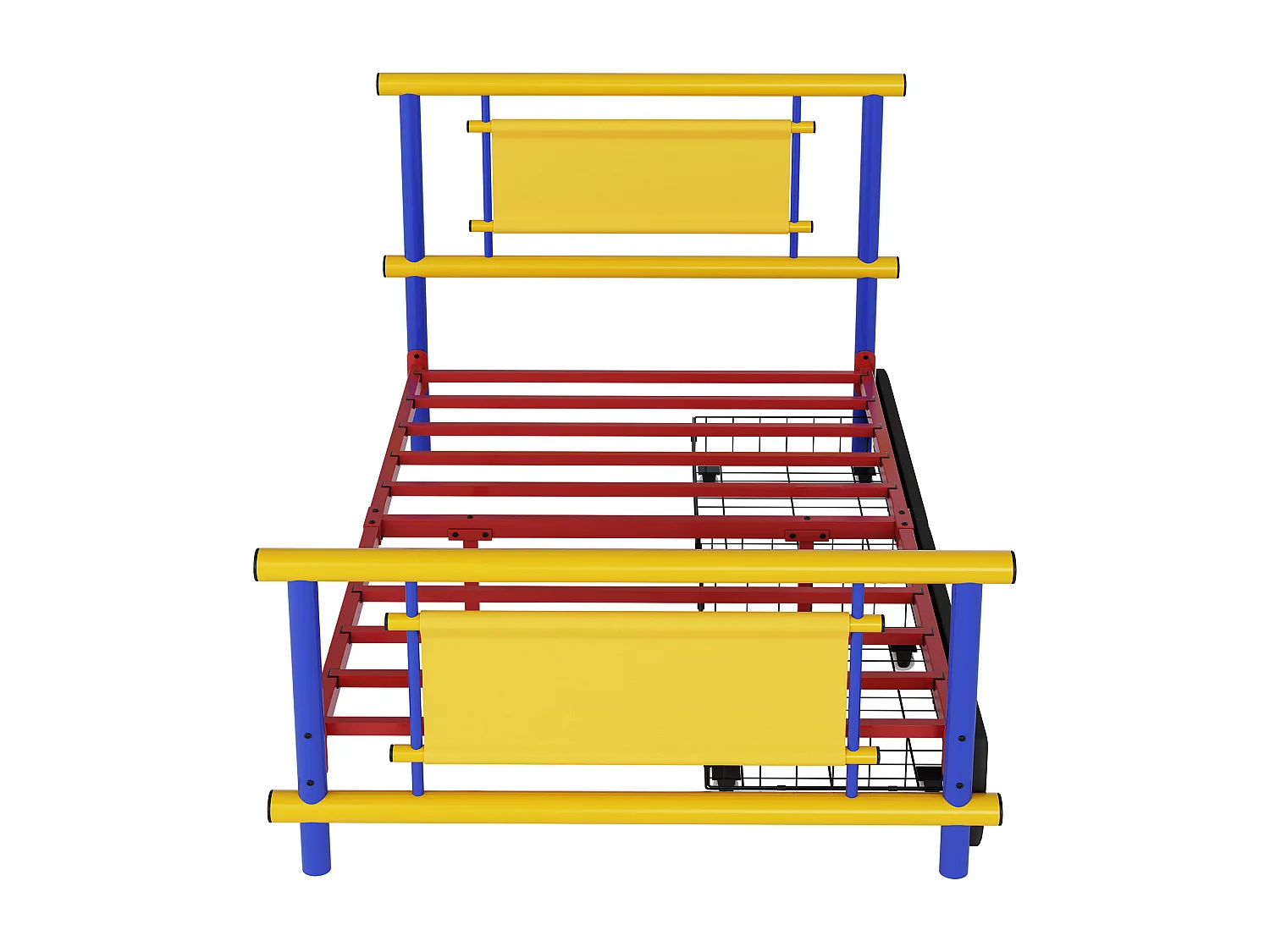 Metalowa rama łóżka dziecięcego - 90 x 200 cm - z szufladami - konstrukcja stalowa - metal - wielokolorowa