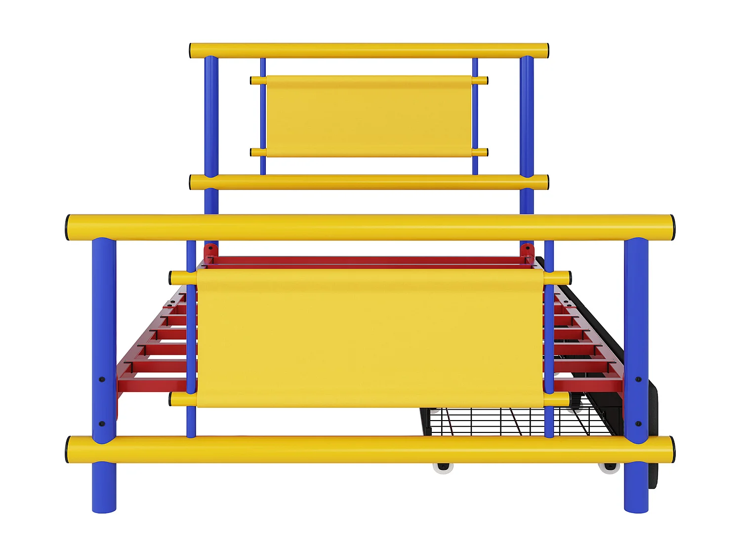 Metalowa rama łóżka dziecięcego - 90 x 200 cm - z szufladami - konstrukcja stalowa - metal - wielokolorowa
