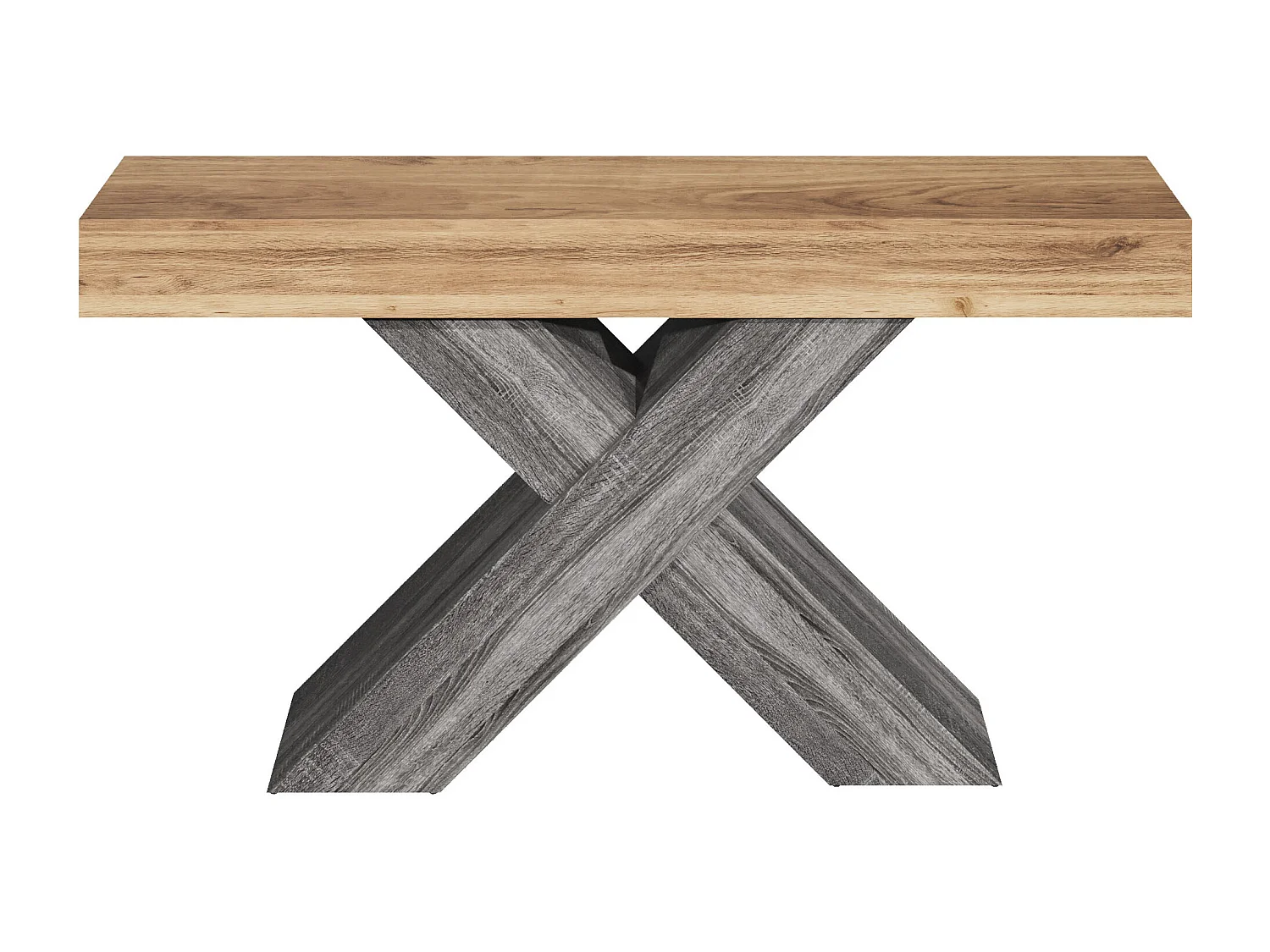 Beistelltisch mit X-Bein - 40x30x80 cm - Maserholzoptik - Massivholzplatte - Spanplatten - Natur