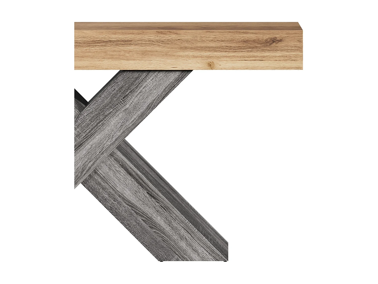 Beistelltisch mit X-Bein - 40x30x80 cm - Maserholzoptik - Massivholzplatte - Spanplatten - Natur