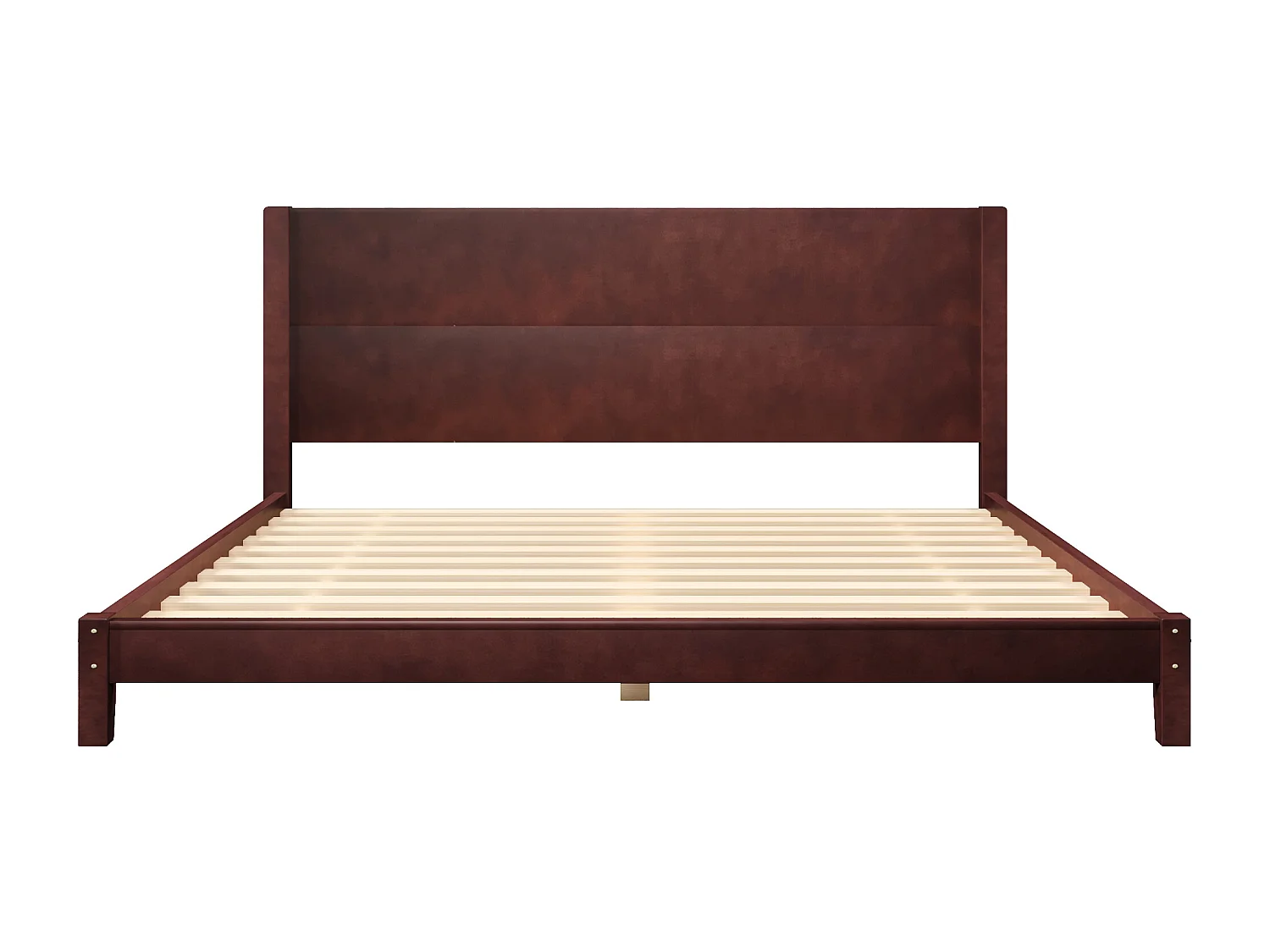 Letto matrimoniale 180x200 cm - Con testiera - Con rete a doghe in legno massello - MDF + Pino - Marrone​ (Materasso non incluso)