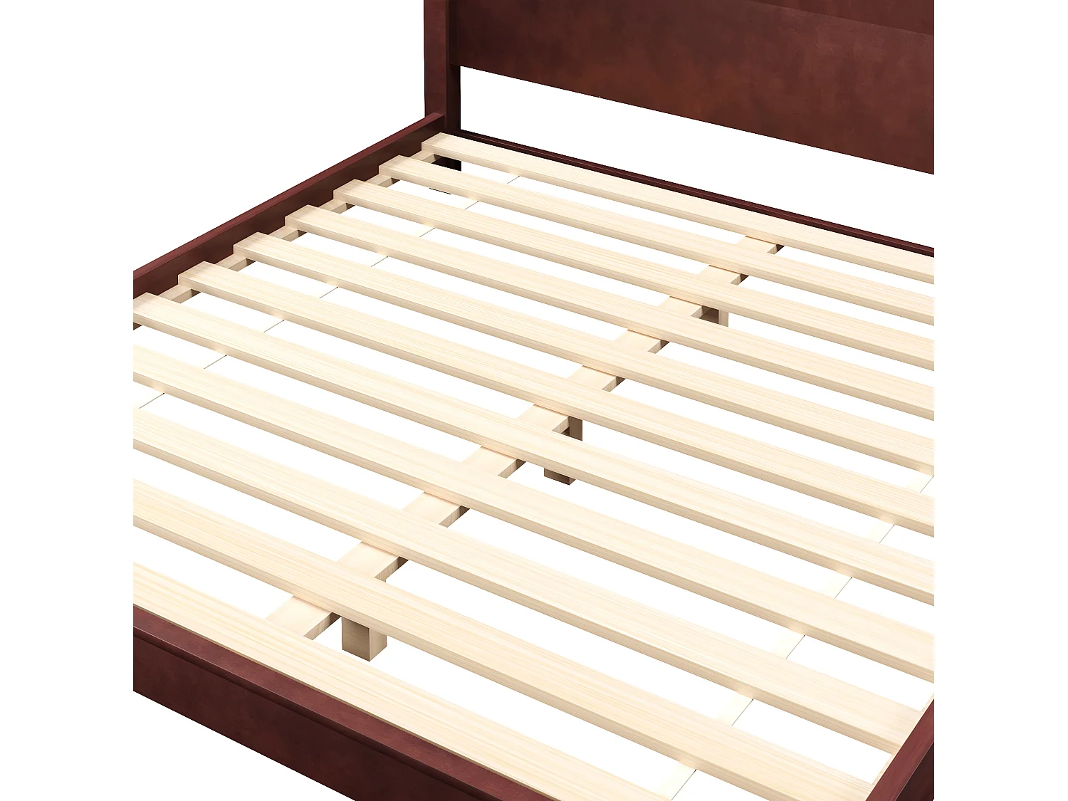 Letto matrimoniale 180x200 cm - Con testiera - Con rete a doghe in legno massello - MDF + Pino - Marrone​ (Materasso non incluso)