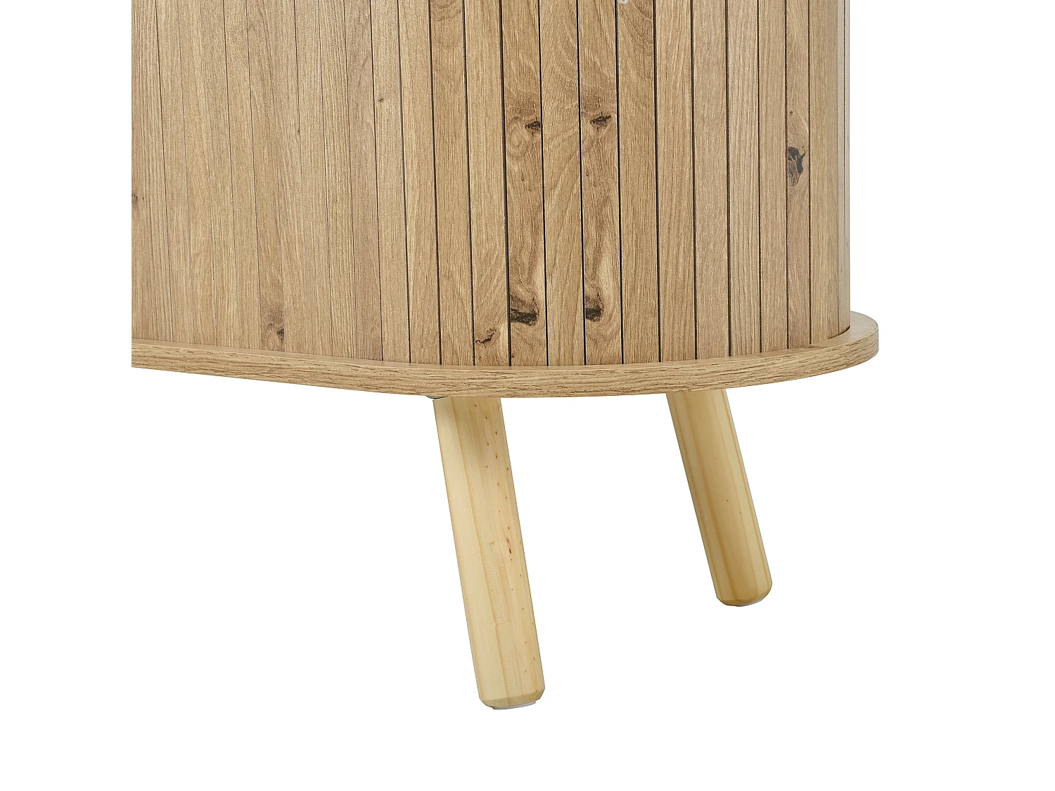 TV-Schrank in Erbsenform 160x36,5x55 cm - 2 Schiebetüren und 2 Schubladen - Massivholzfüße - Holzoberfläche - MDF - Natur