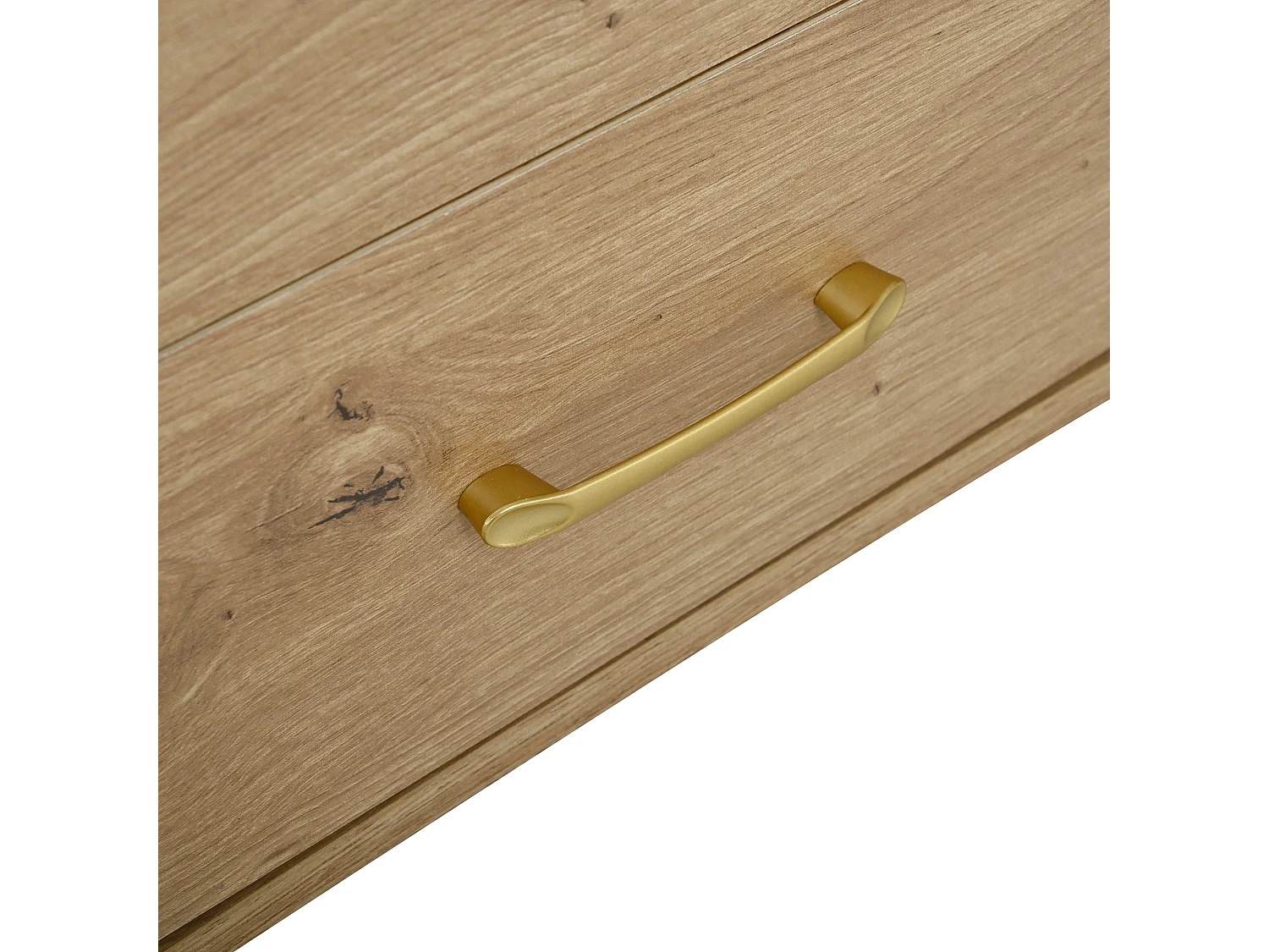 TV-Schrank in Erbsenform 160x36,5x55 cm - 2 Schiebetüren und 2 Schubladen - Massivholzfüße - Holzoberfläche - MDF - Natur