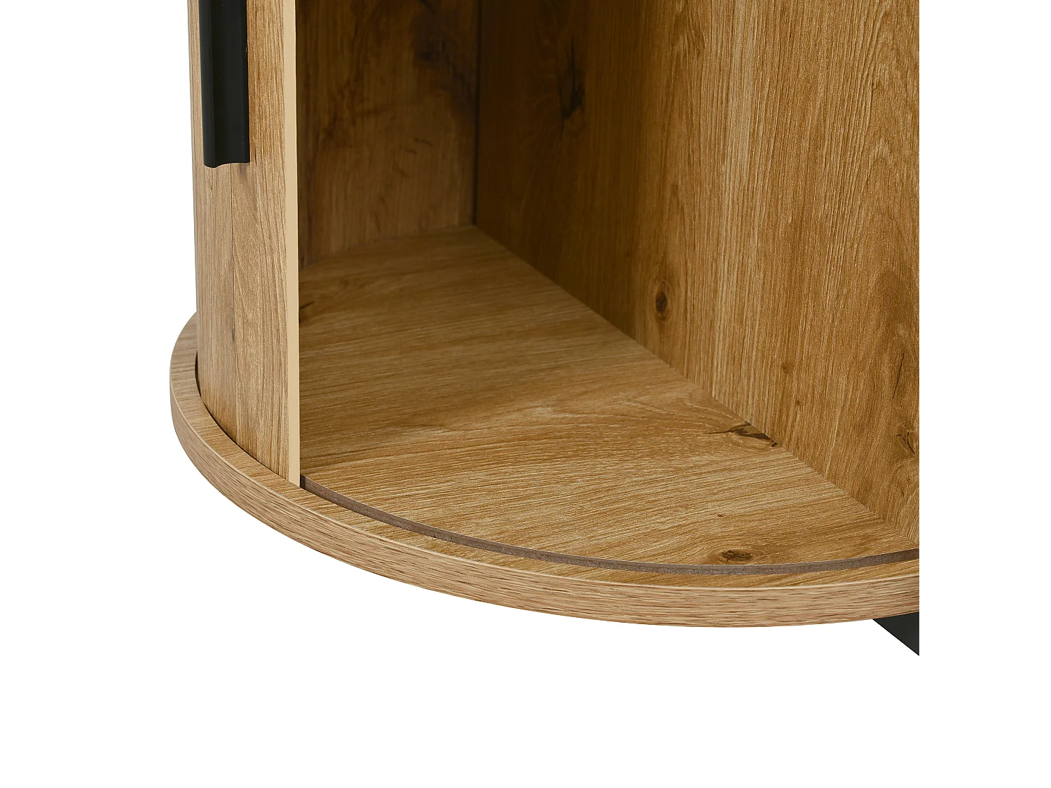 Ovaler TV-Schrank aus Rattan - 4 Türen und 2 Schubladen - Metallfüße in Holzoptik - MDF - 200x40x49,5cm - Natur