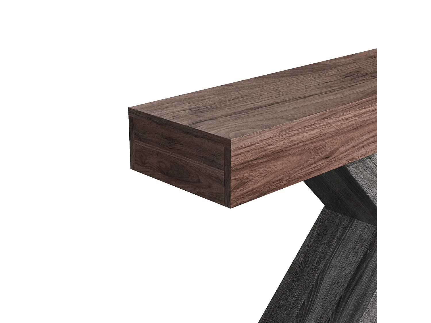 Table d'appoint à pieds en X  - 40x30x80 cm - Aspect bois veiné - Plateau massif - Panneaux de particules - Marron