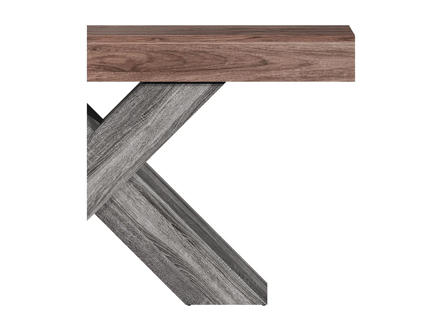 Table d'appoint à pieds en X  - 40x30x80 cm - Aspect bois veiné - Plateau massif - Panneaux de particules - Marron