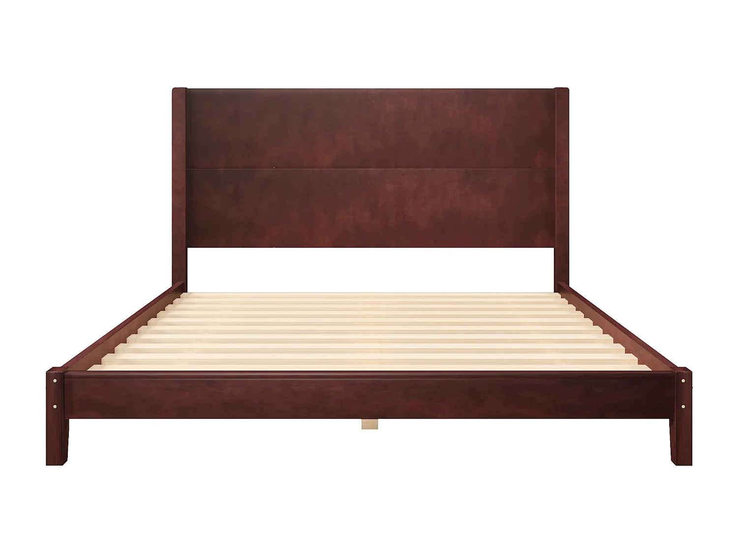 Letto matrimoniale 160x200 cm - Con testiera - Con rete a doghe in legno massello - MDF + Pino - Marrone​ (Materasso non incluso)