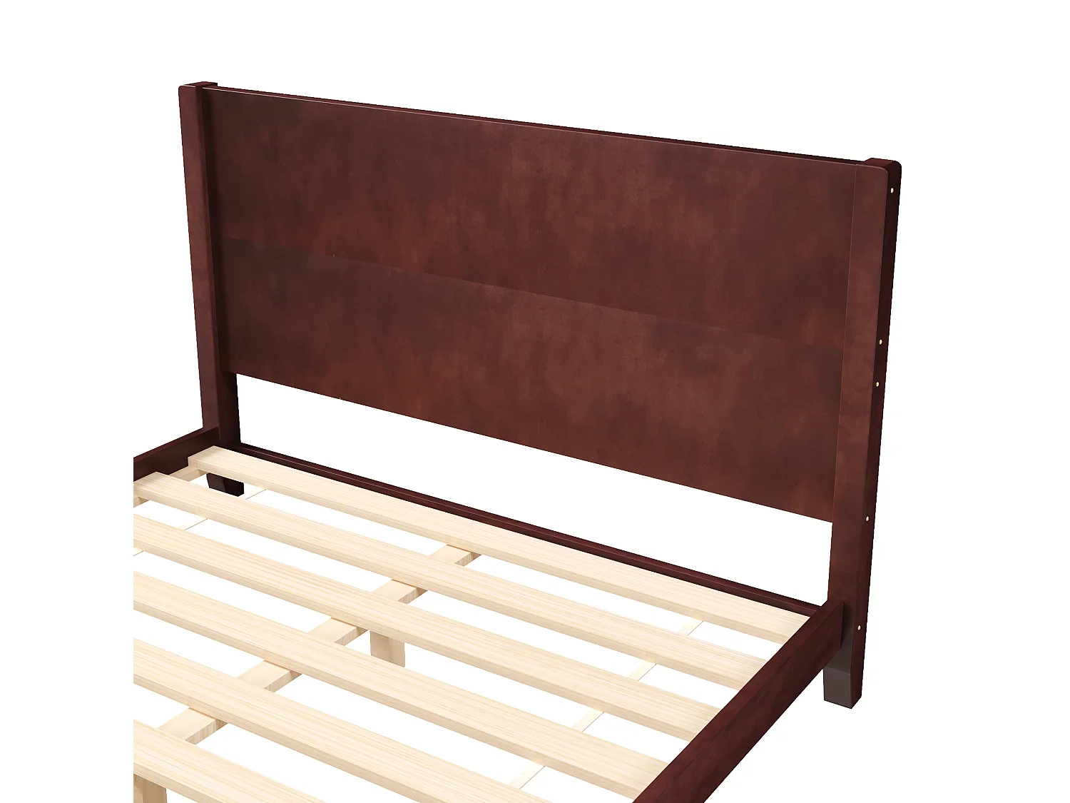 Letto matrimoniale 160x200 cm - Con testiera - Con rete a doghe in legno massello - MDF + Pino - Marrone​ (Materasso non incluso)