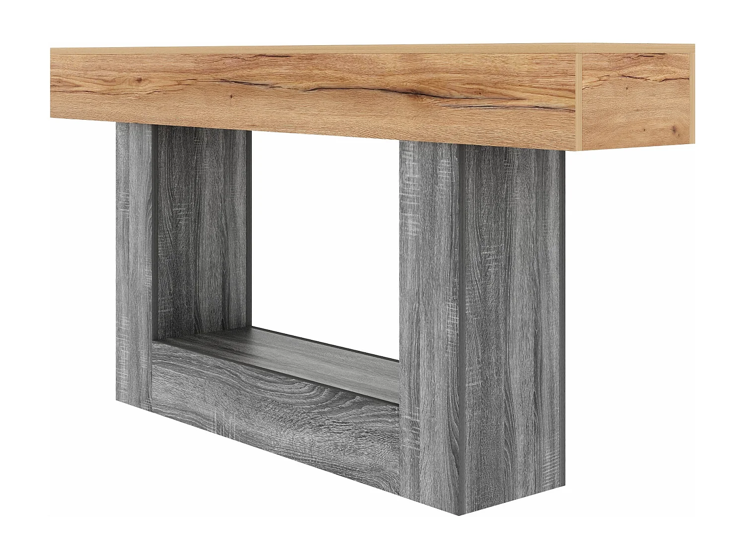 Beistelltisch/Eingangs-Konsole 160x30x82,5 cm - Robuste Platte - Stauraum - Spanplatten - Natur
