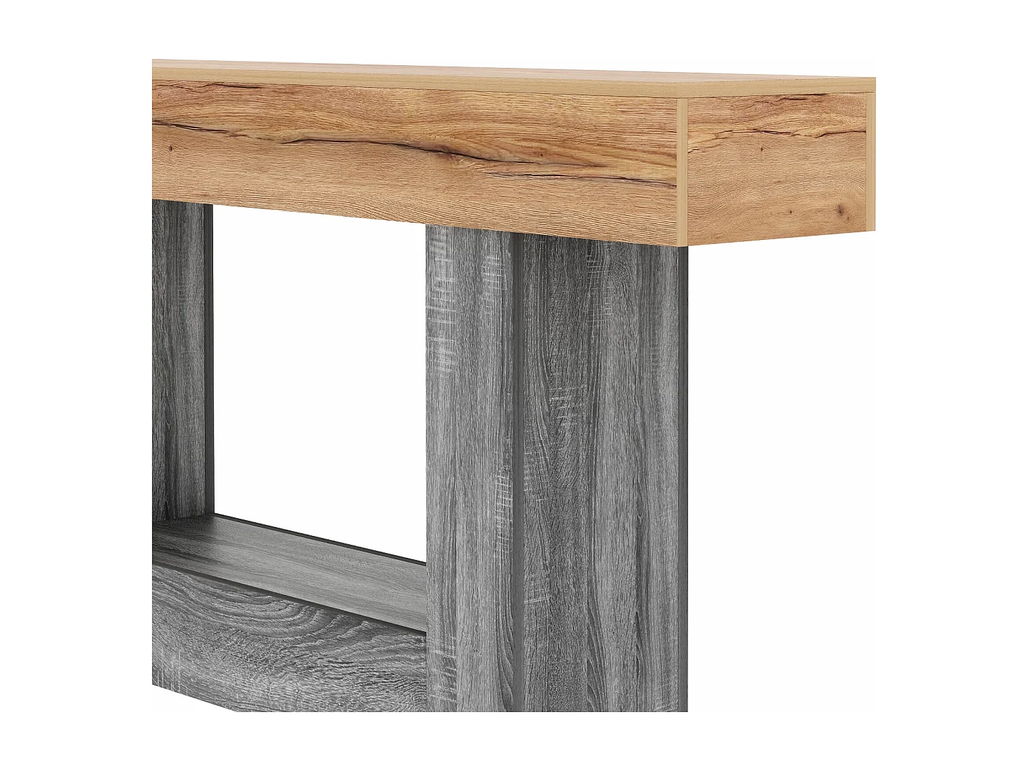 Beistelltisch/Eingangs-Konsole 160x30x82,5 cm - Robuste Platte - Stauraum - Spanplatten - Natur