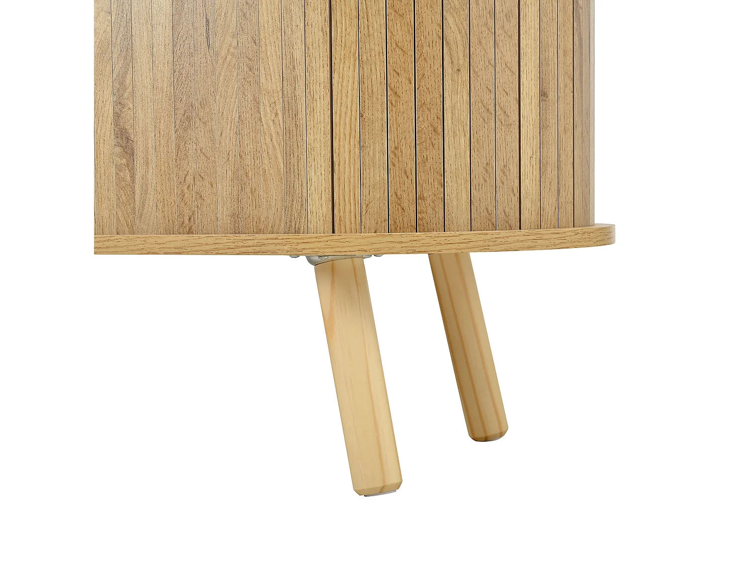 Meuble TV en forme de pois 160x36.5x55 cm - 2 portes coulissantes et 2 tiroirs - Pieds en bois massif - Finition bois - MDF - Naturel