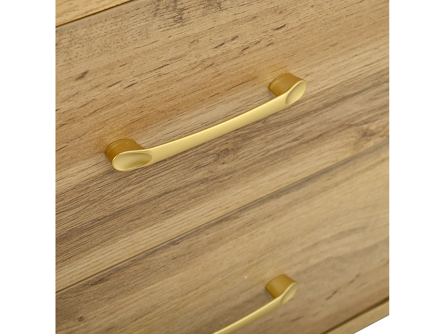 Meuble TV en forme de pois 160x36.5x55 cm - 2 portes coulissantes et 2 tiroirs - Pieds en bois massif - Finition bois - MDF - Naturel