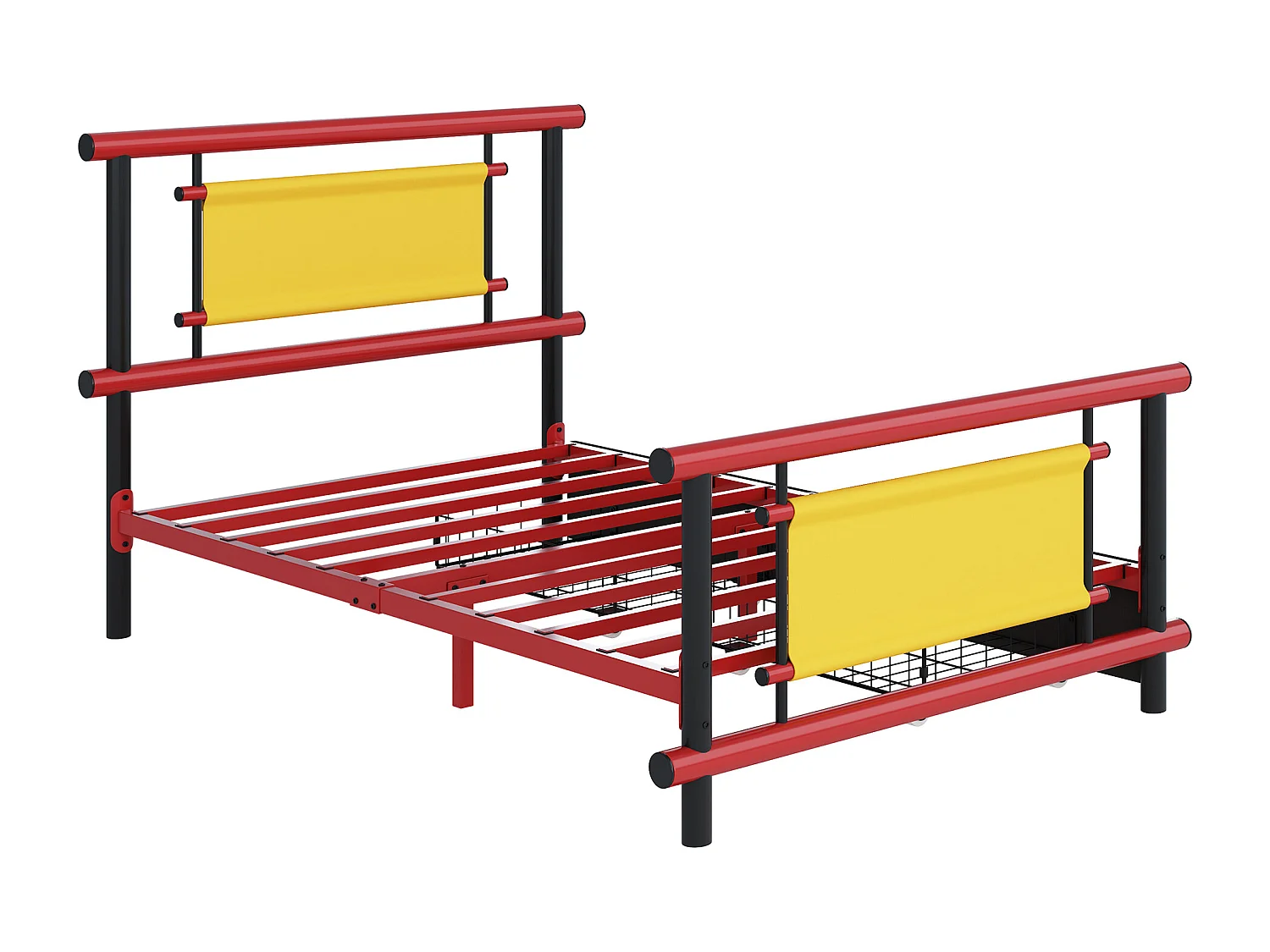 Metalowa rama łóżka dziecięcego - 90 x 200 cm - z szufladami - konstrukcja stalowa - metal - wielokolorowa