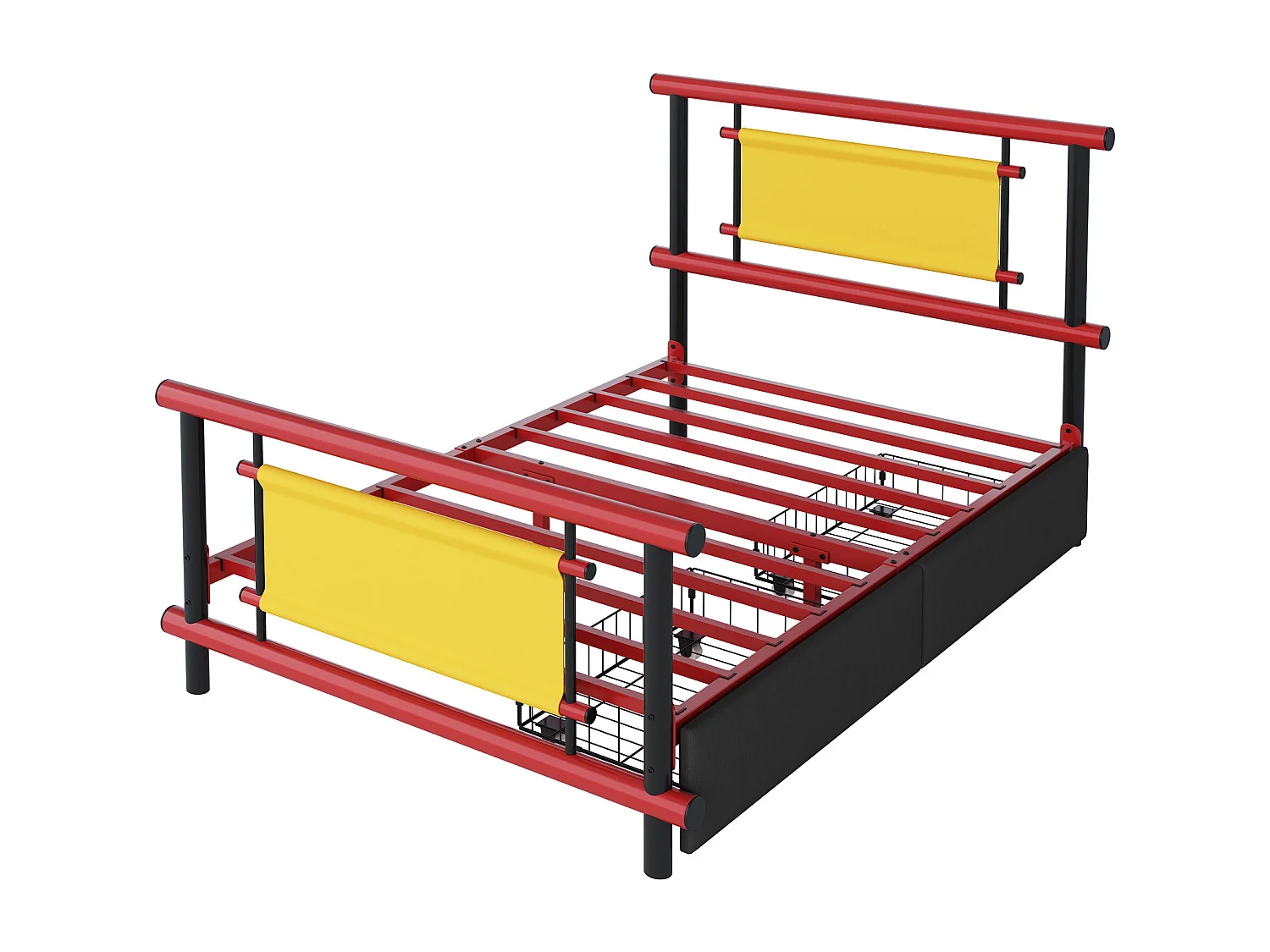 Metalowa rama łóżka dziecięcego - 90 x 200 cm - z szufladami - konstrukcja stalowa - metal - wielokolorowa