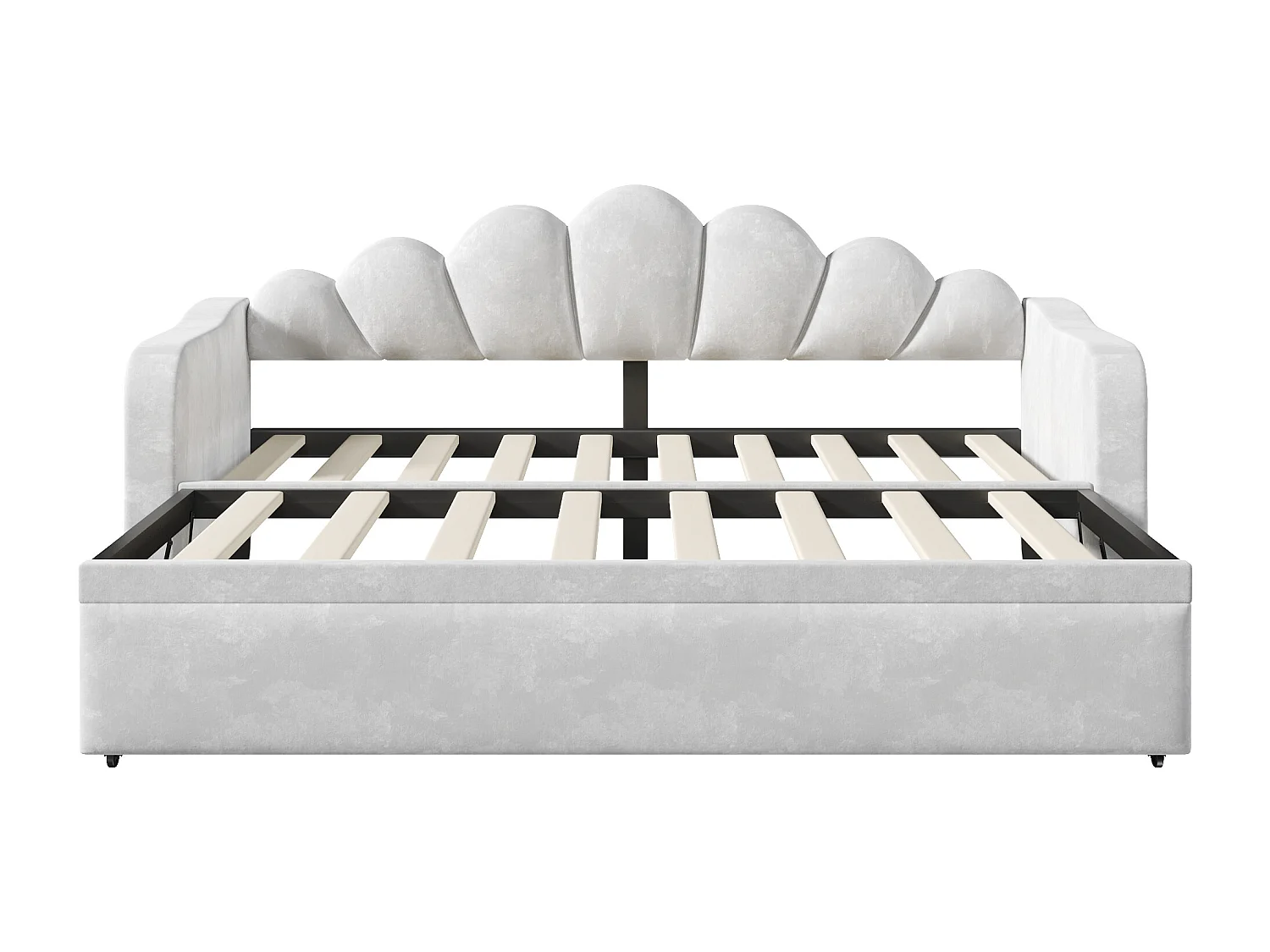 Gepolstertes Schlafsofa 90x200 cm - Mit Gästebett - Integrierte LED-Beleuchtung - Samt + MDF - Grau​ (ohne Matratze)