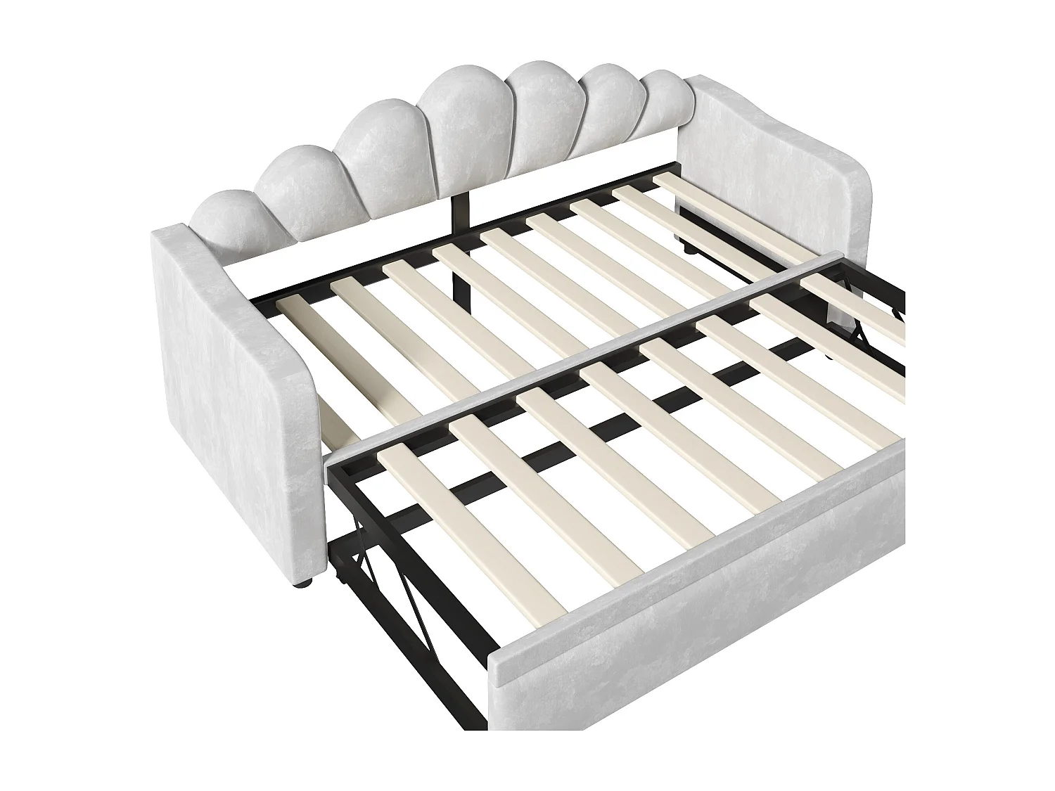 Gepolstertes Schlafsofa 90x200 cm - Mit Gästebett - Integrierte LED-Beleuchtung - Samt + MDF - Grau​ (ohne Matratze)