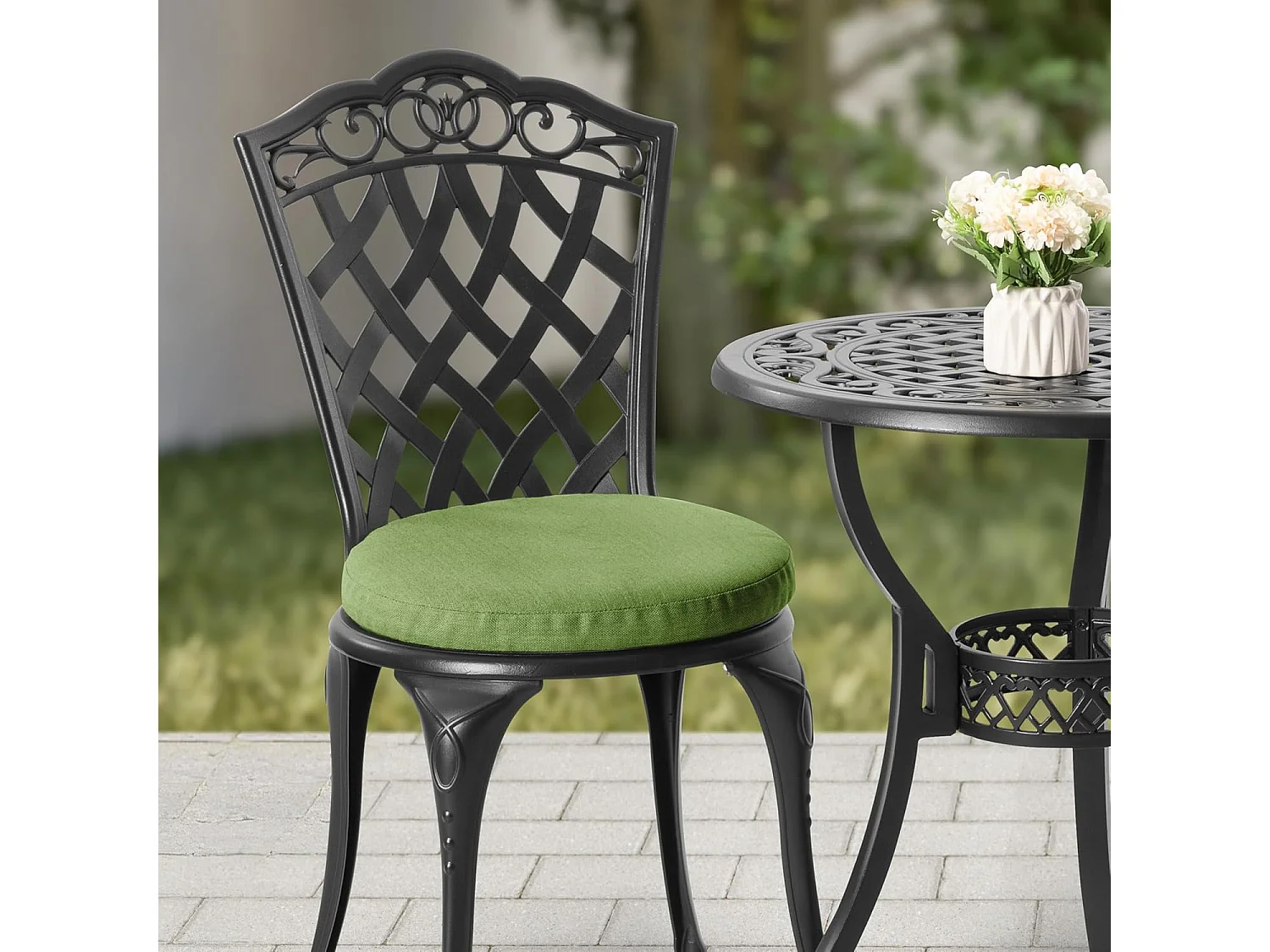 Coussins De Siège Ronds Résistants 38x3,6 cm Avec Attaches Lot De 2