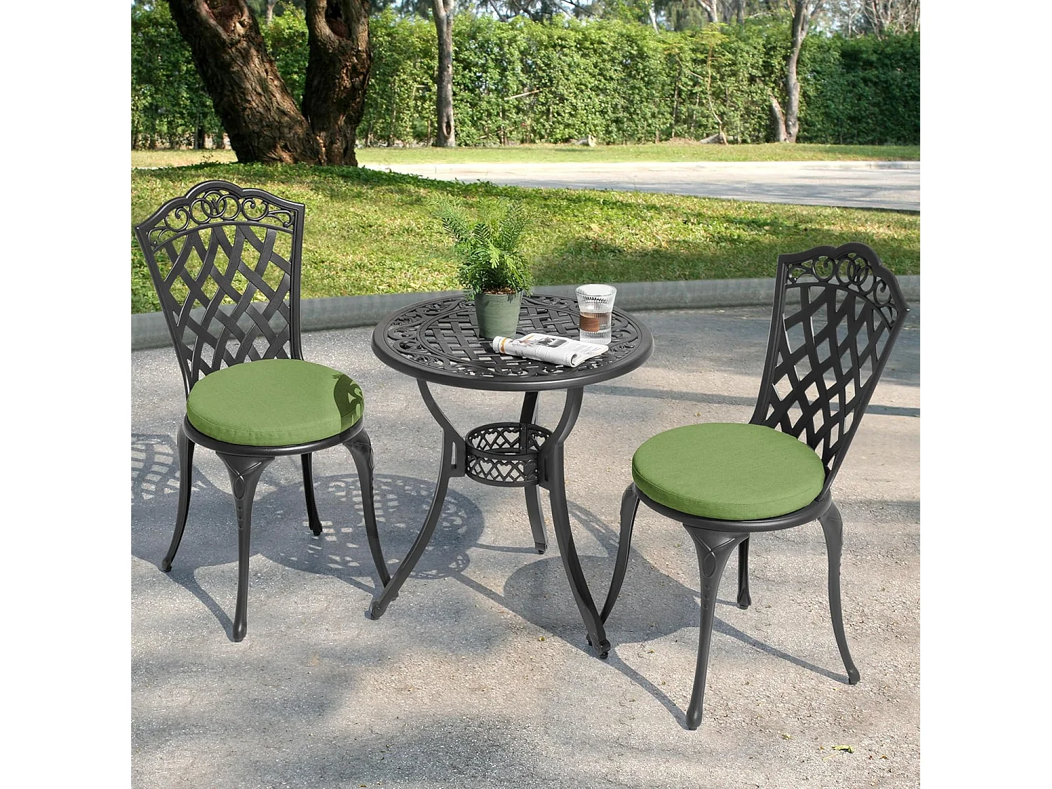 Coussins De Siège Ronds Résistants 38x3,6 cm Avec Attaches Lot De 2