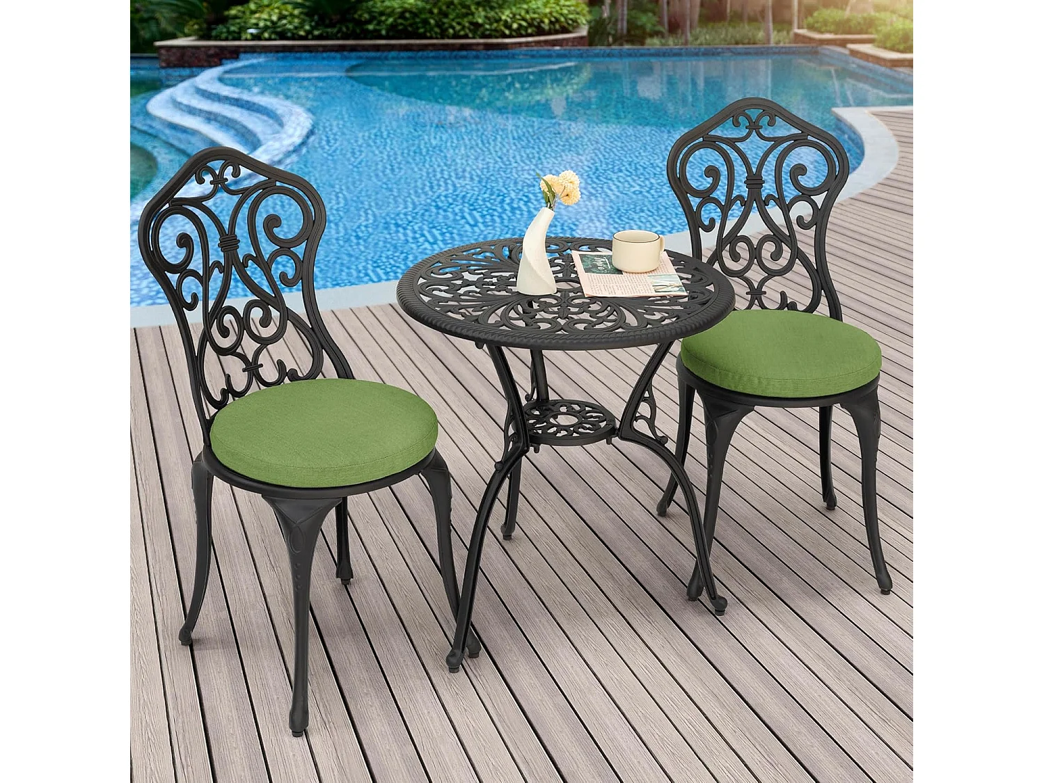 Coussins De Siège Ronds Résistants 38x3,6 cm Avec Attaches Lot De 2