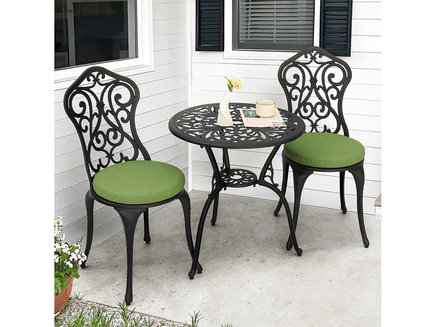 Coussins De Siège Ronds Résistants 38x3,6 cm Avec Attaches Lot De 2