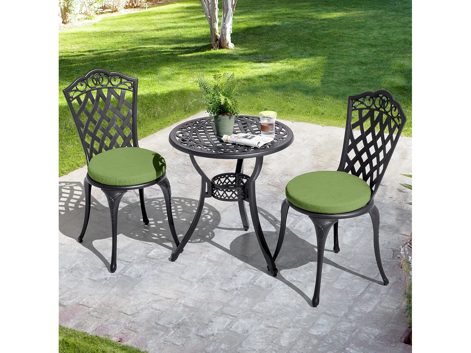 Coussins De Siège Ronds Résistants 38x3,6 cm Avec Attaches Lot De 2