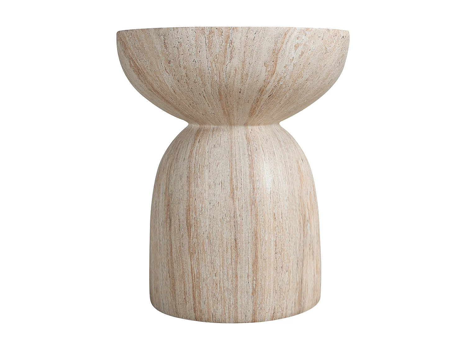 Bout de Canapé de Jardin Design en MgO - Table d'Appoint Sablier Aspect Travertin Naturel - Beige