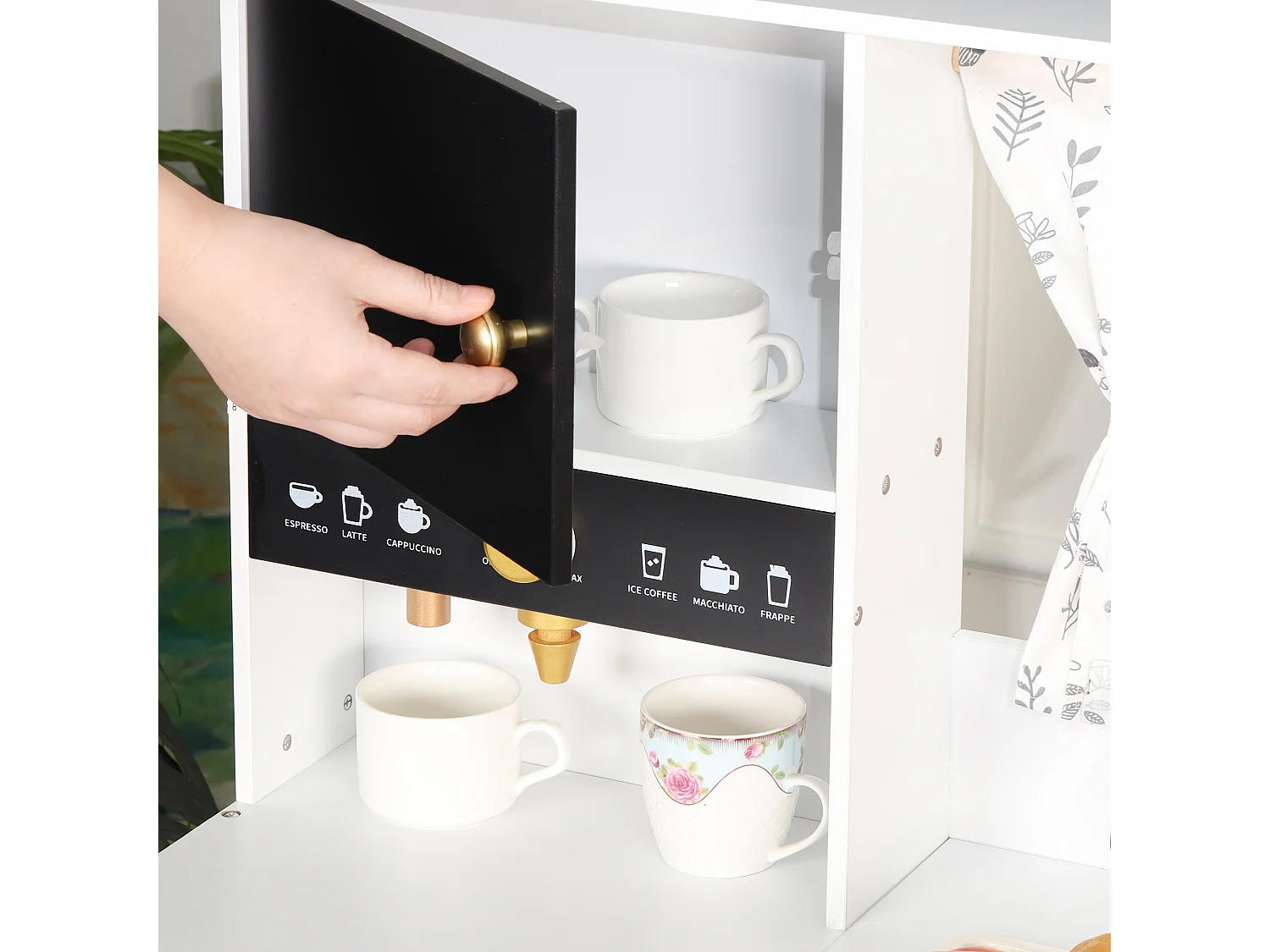 Cuisine Enfants en bois 90x60x105cm - cuisine entièrement équipée - Jouet d’Imitation pour 3 Ans+ (Blanc+Violet)