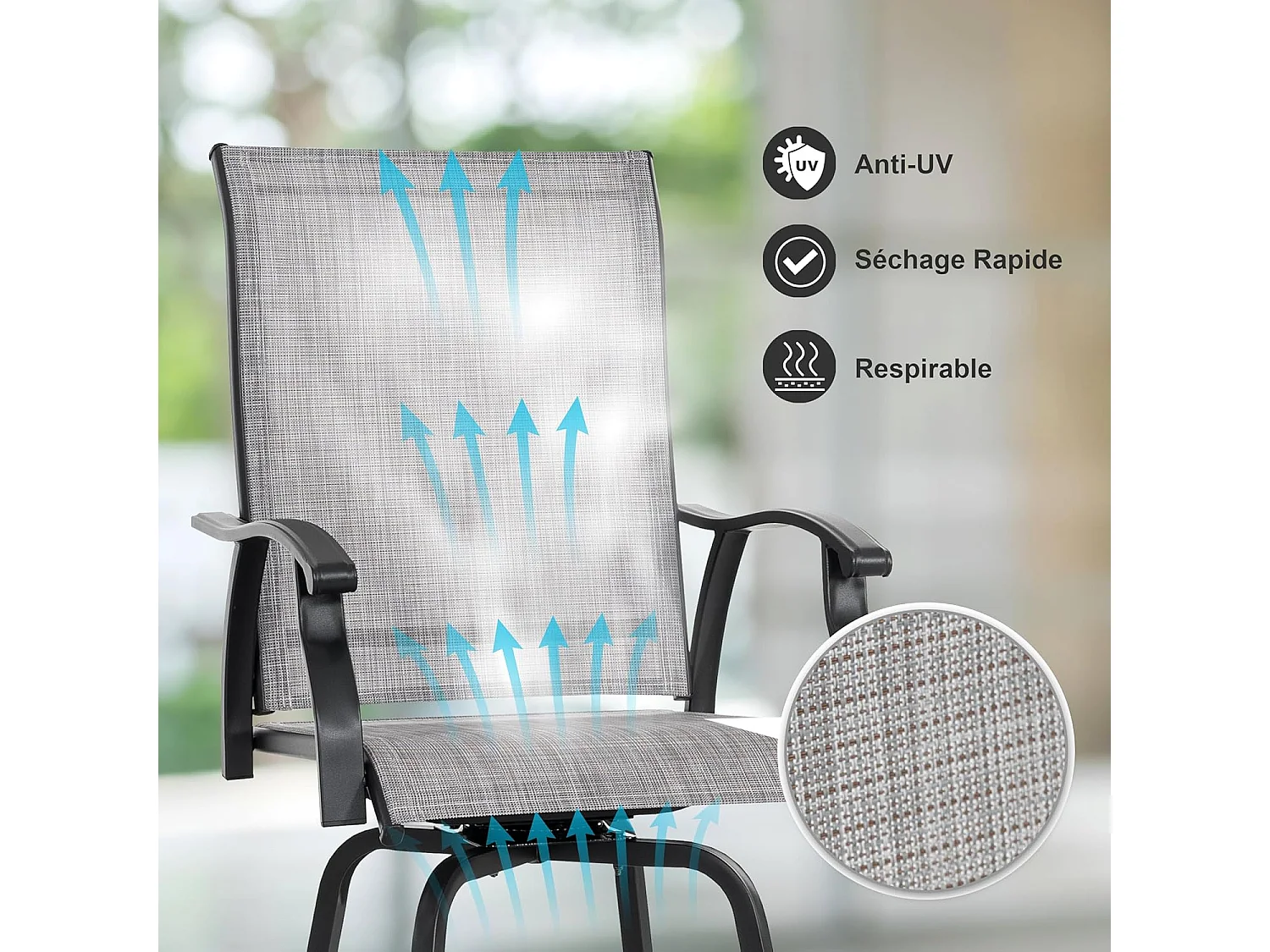 Tabourets De Bar Pivotants D Extérieur Lot De 2 Gris