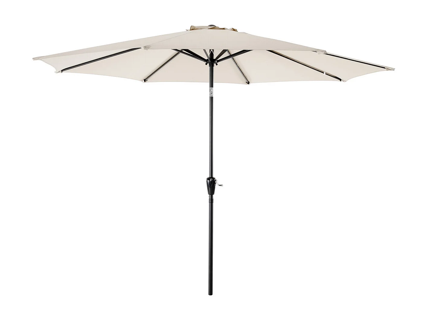 Parasol Ventilé 228 cm Rond Beige pour L'extérieur, Manivelle, Inclinaison par Bouton Poussoir