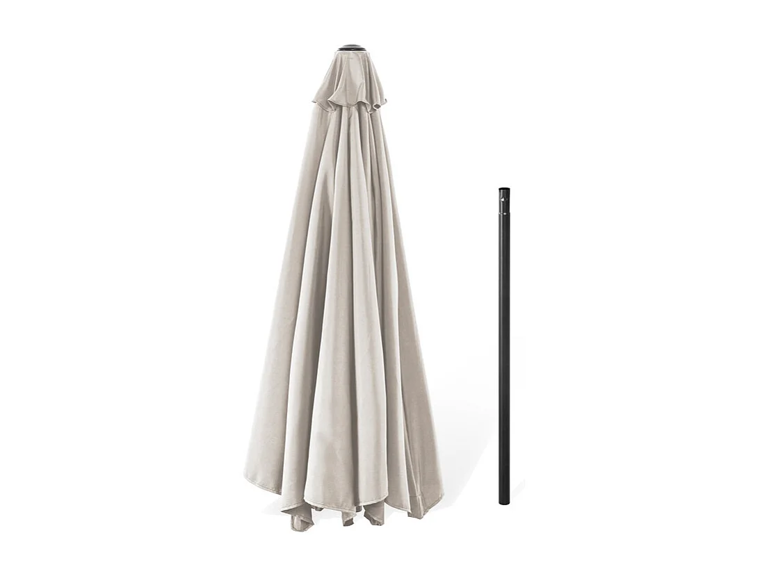 Parasol Ventilé 228 cm Rond Beige pour L'extérieur, Manivelle, Inclinaison par Bouton Poussoir