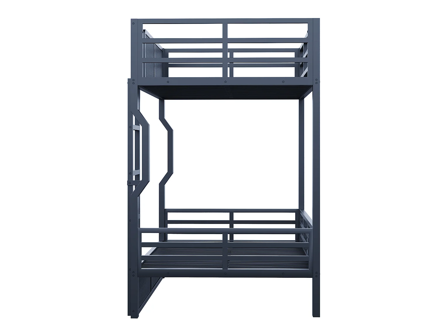Cama superpuesta 90 x 200 cm - con iluminación LED - con barreras de seguridad - con escalera - negro​ (colchón no incluido)