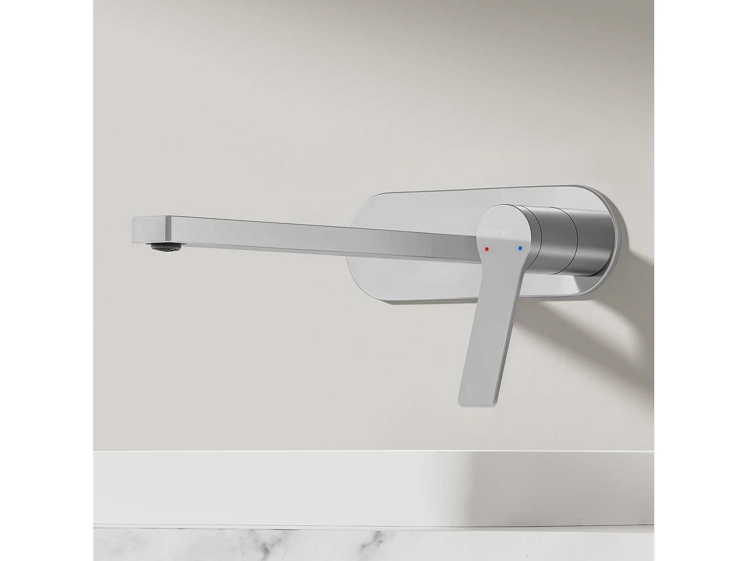 EMKE Mitigeur de lavabo mural encastrable chromé cartouche céramique laiton L.21xH.7 cm