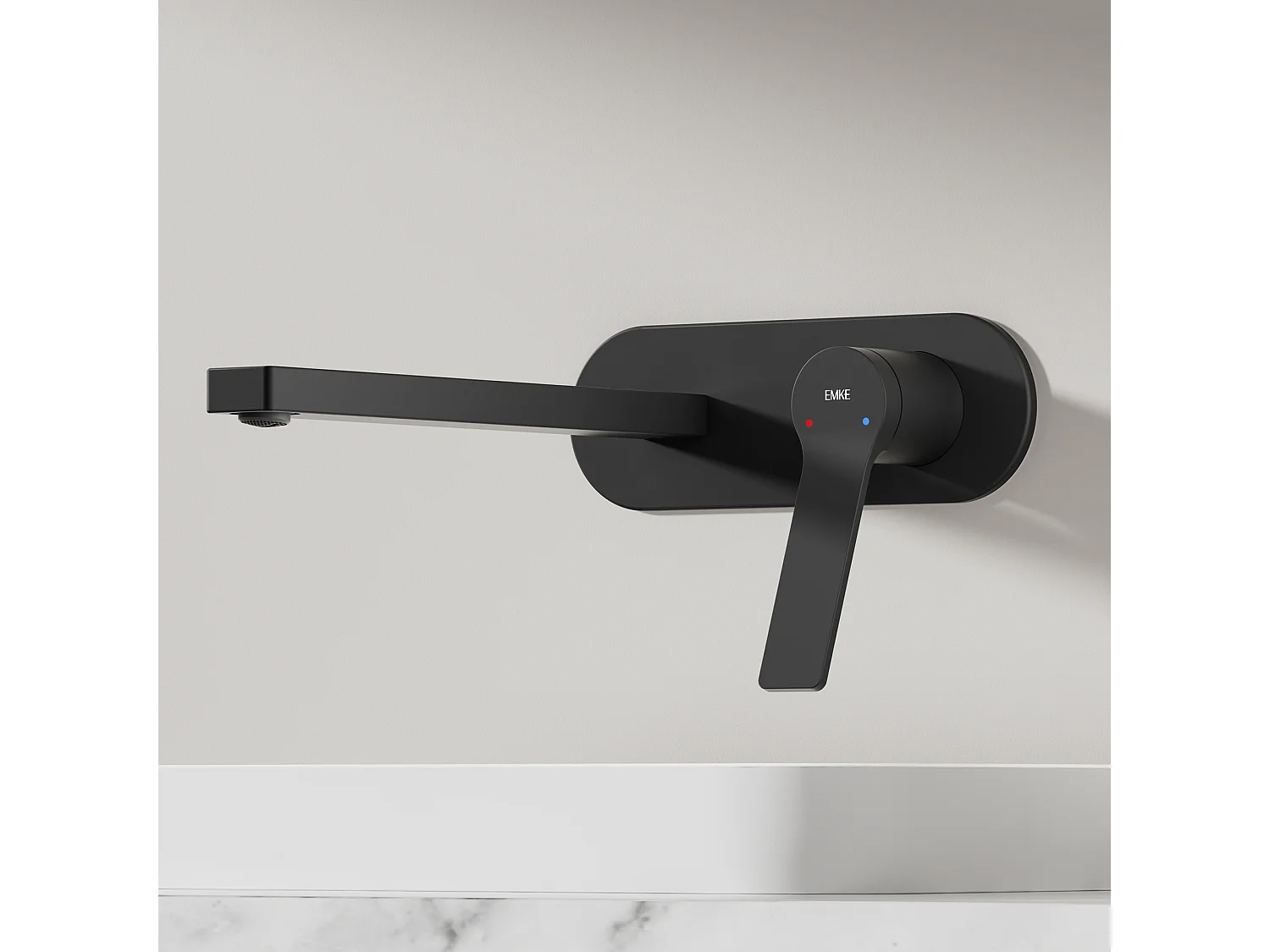 EMKE Mitigeur de lavabo mural encastrable noir mat cartouche céramique laiton L.21xH.7 cm