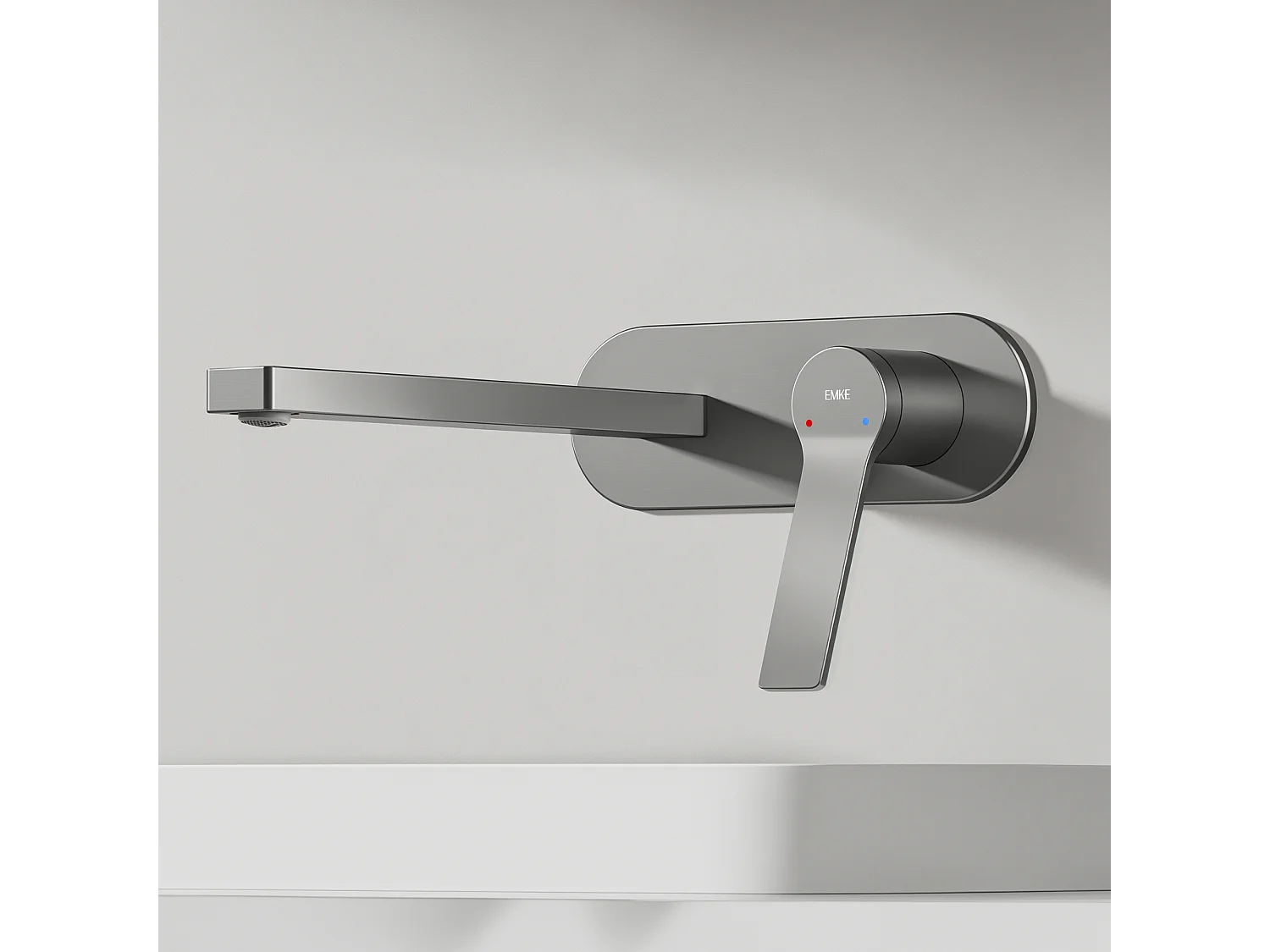 EMKE Mitigeur de lavabo mural encastrable anthracite cartouche céramique laiton L.21xH.7 cm