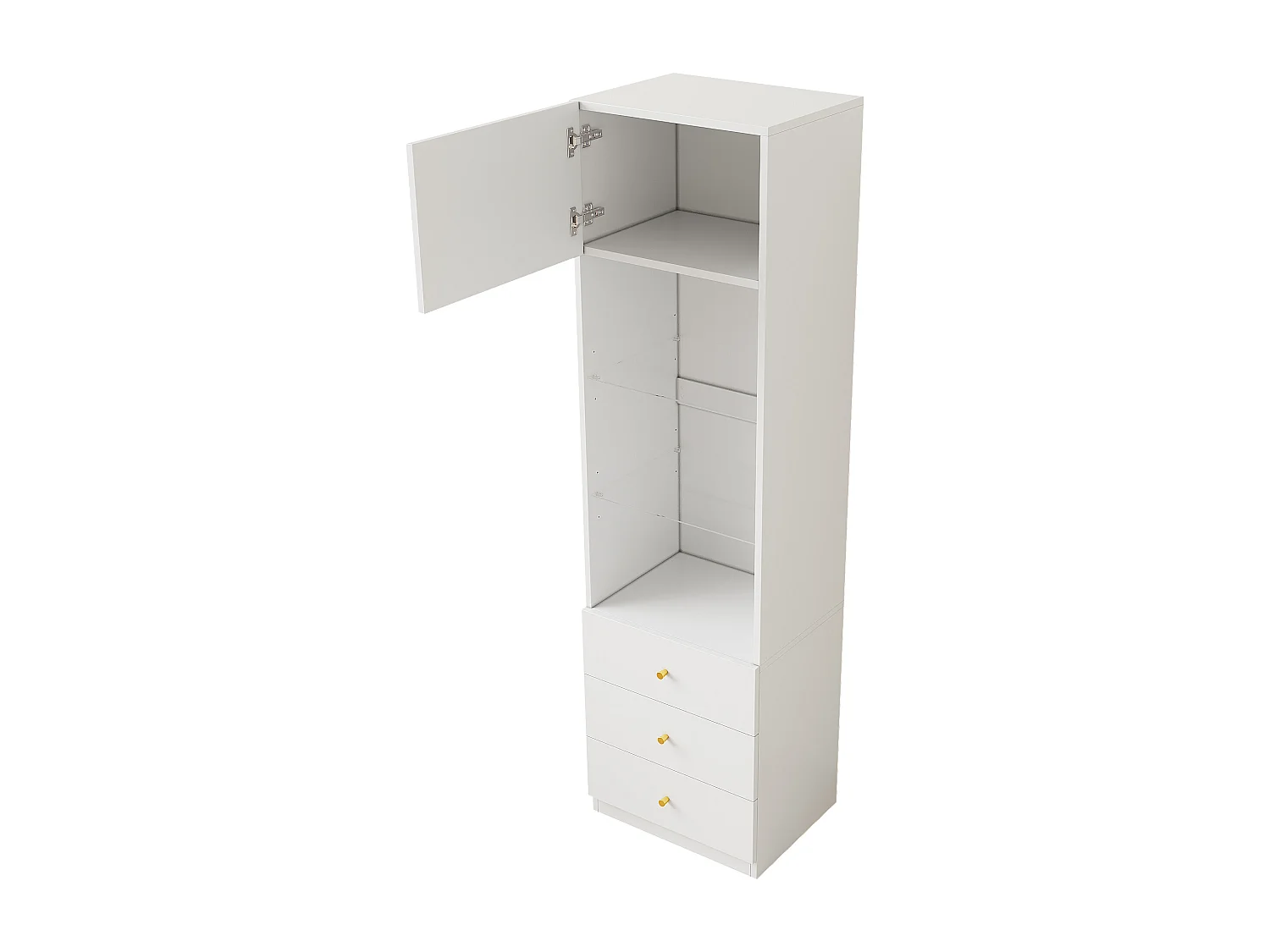 Schlafzimmerschrank-Set – Kombination aus Kleiderschrank und Bücherregal – mit Türen und Schubladen – MDF – weiß