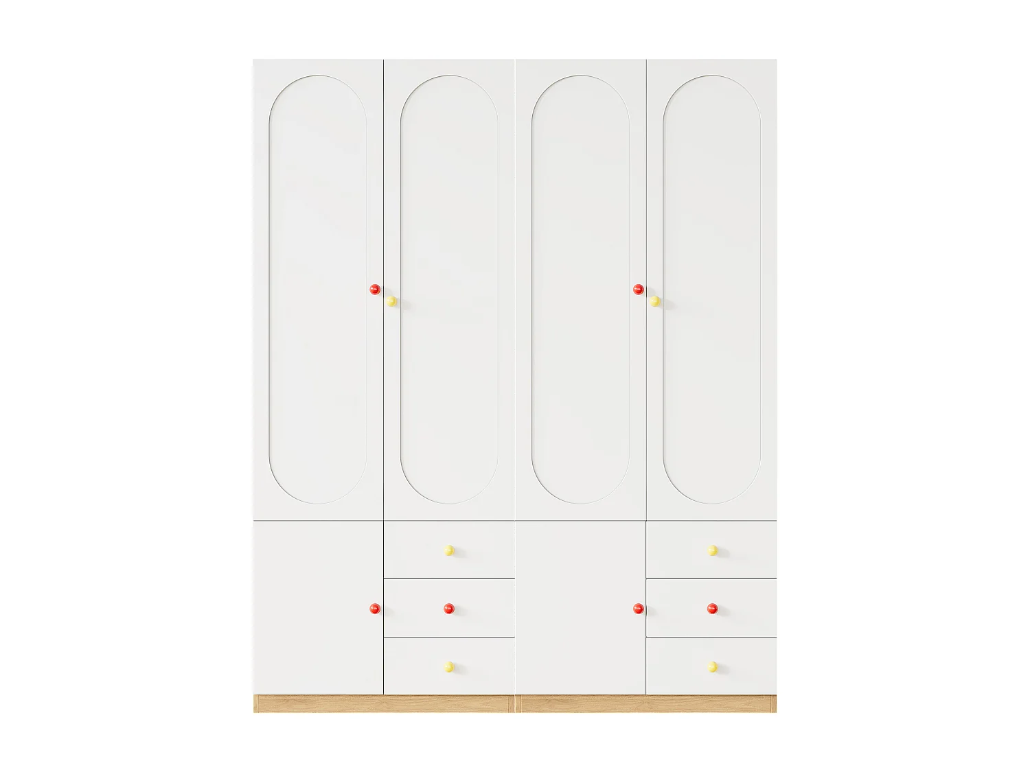 Set aus 2 Kinderzimmerschränken – 2 x 80 x 45 x 200 cm – mit 4 Türen und 6 Schubladen – lackierte Oberfläche – MDF – weiß