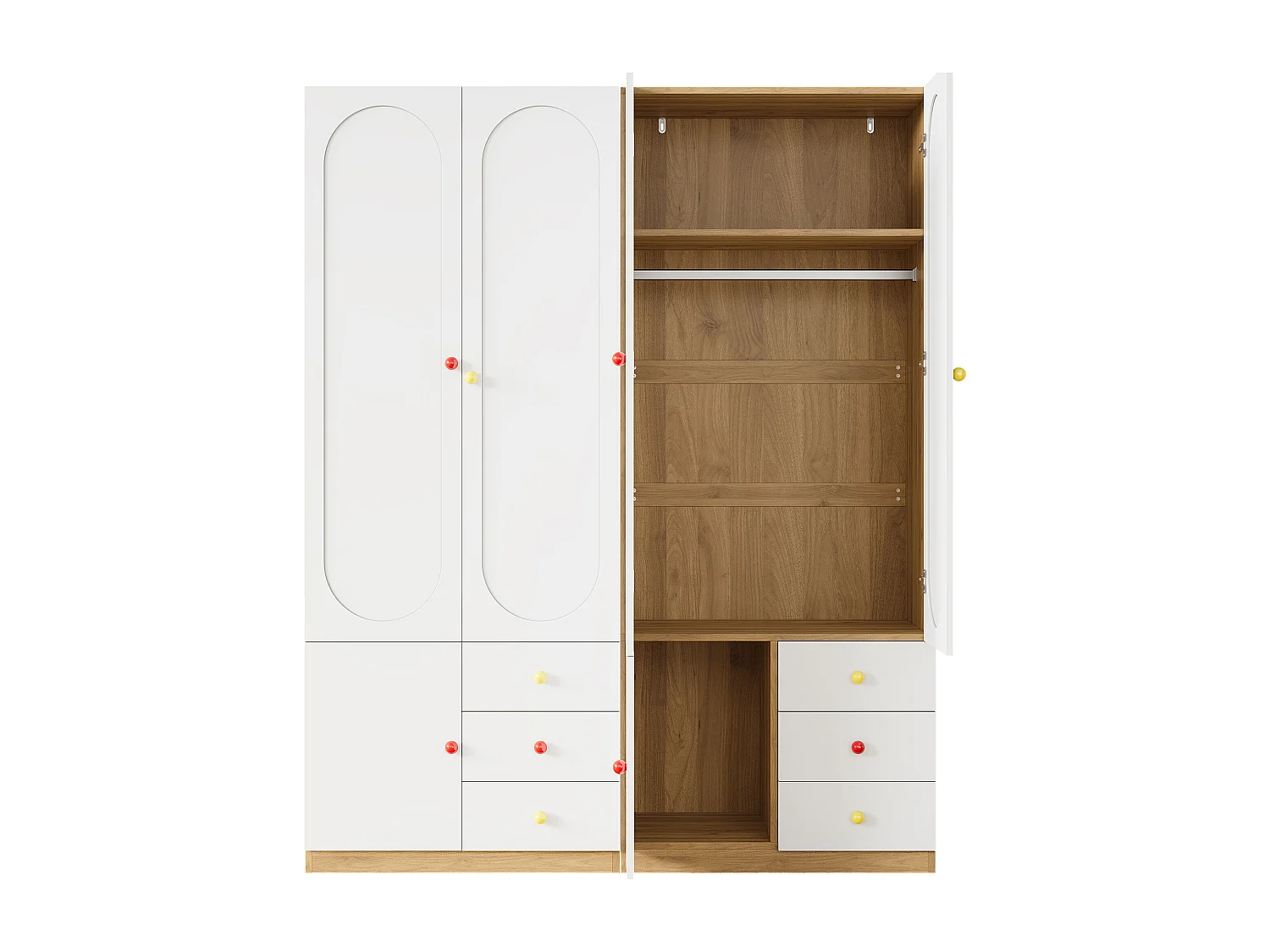 Set aus 2 Kinderzimmerschränken – 2 x 80 x 45 x 200 cm – mit 4 Türen und 6 Schubladen – lackierte Oberfläche – MDF – weiß