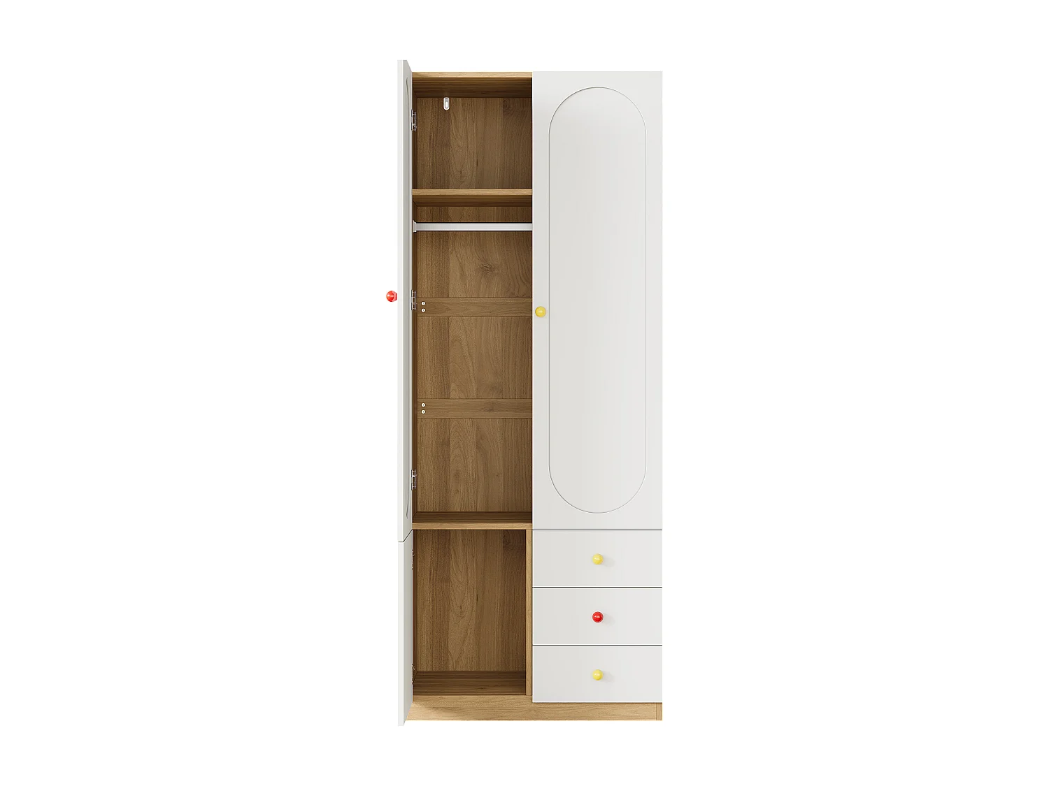 Set aus 2 Kinderzimmerschränken – 2 x 80 x 45 x 200 cm – mit 4 Türen und 6 Schubladen – lackierte Oberfläche – MDF – weiß