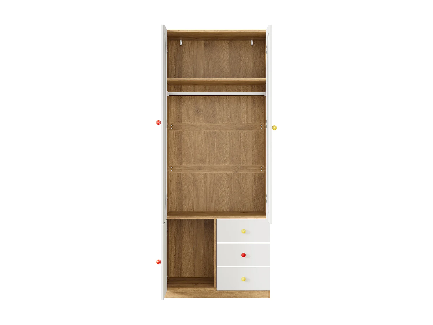 Set aus 2 Kinderzimmerschränken – 2 x 80 x 45 x 200 cm – mit 4 Türen und 6 Schubladen – lackierte Oberfläche – MDF – weiß