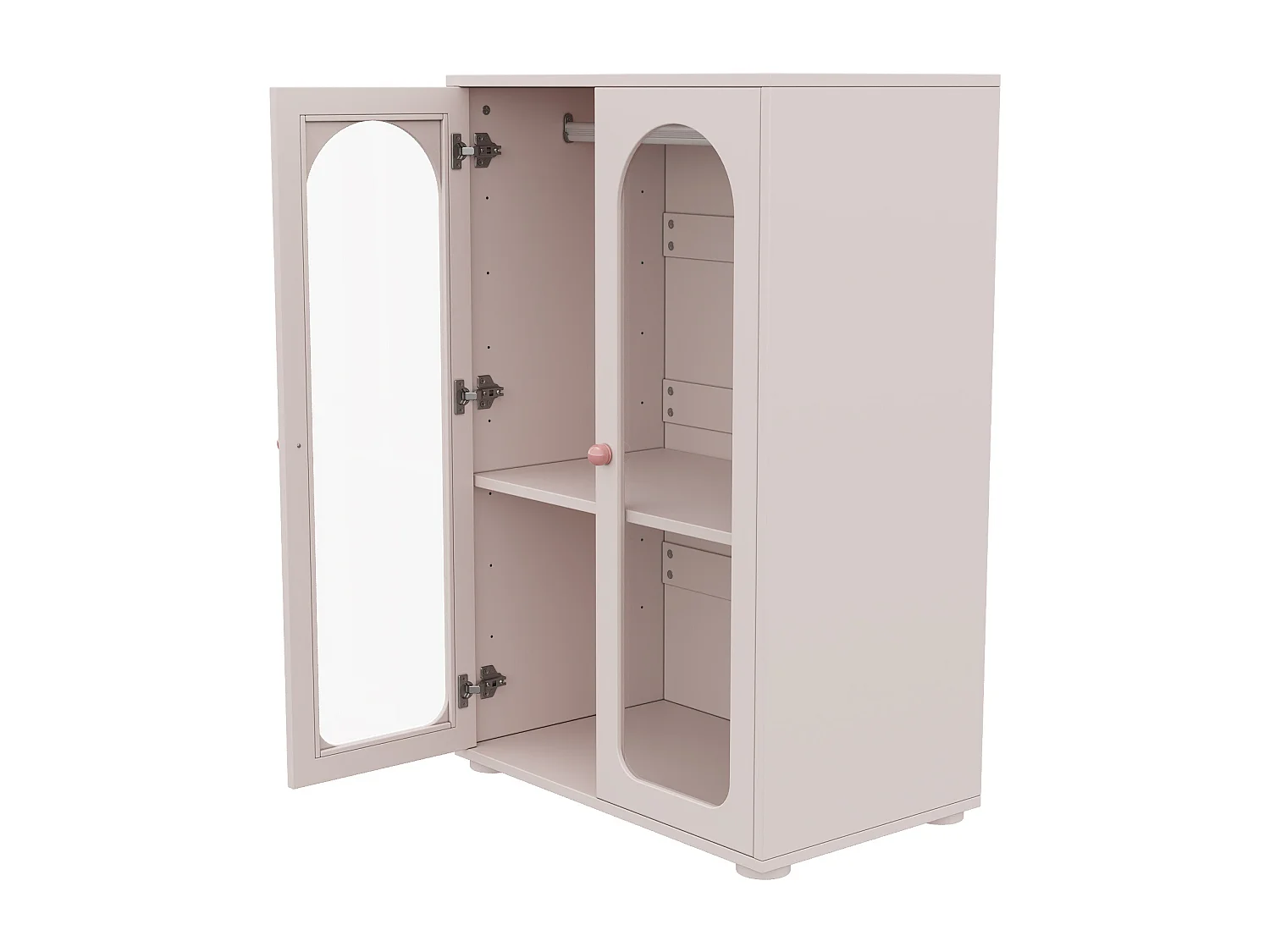Lot de 2 armoires laquée pour enfant - 2 x 80 x 50 x 120 cm - avec tringle + 4 portes en acrylique transparent - MDF - rose