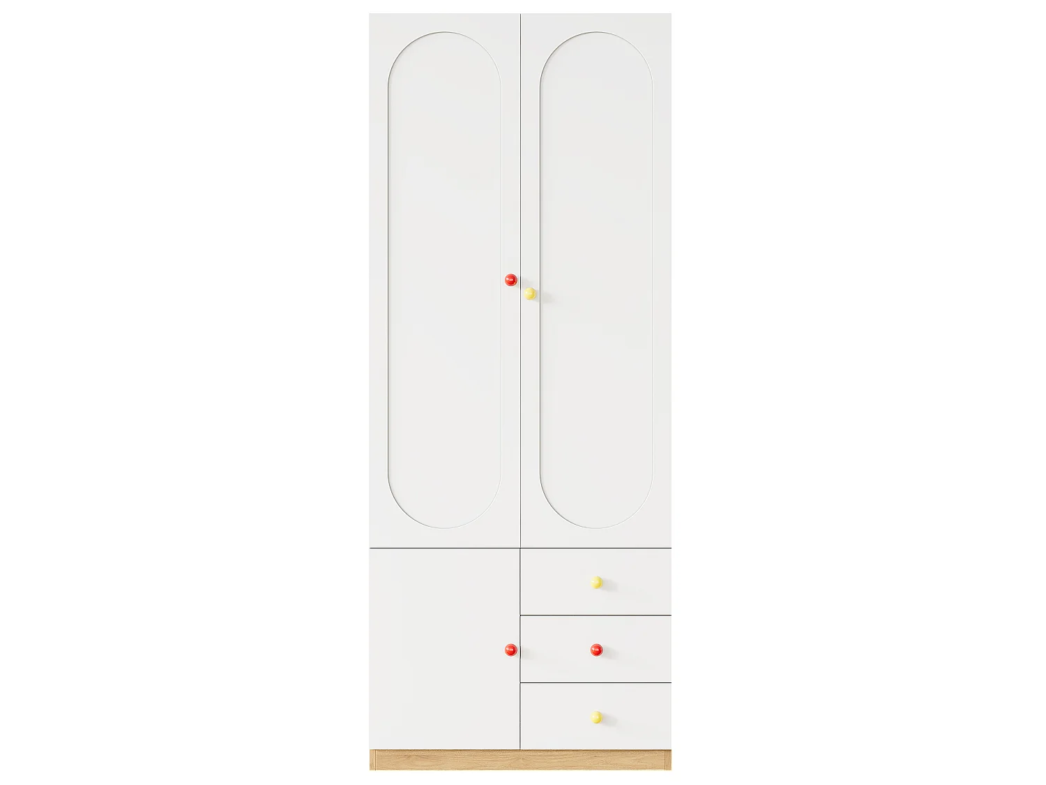 Kinderzimmerschrank – 80 x 45 x 200 cm – mit 2 Türen und 3 Schubladen – lackierte Oberfläche – MDF – weiß