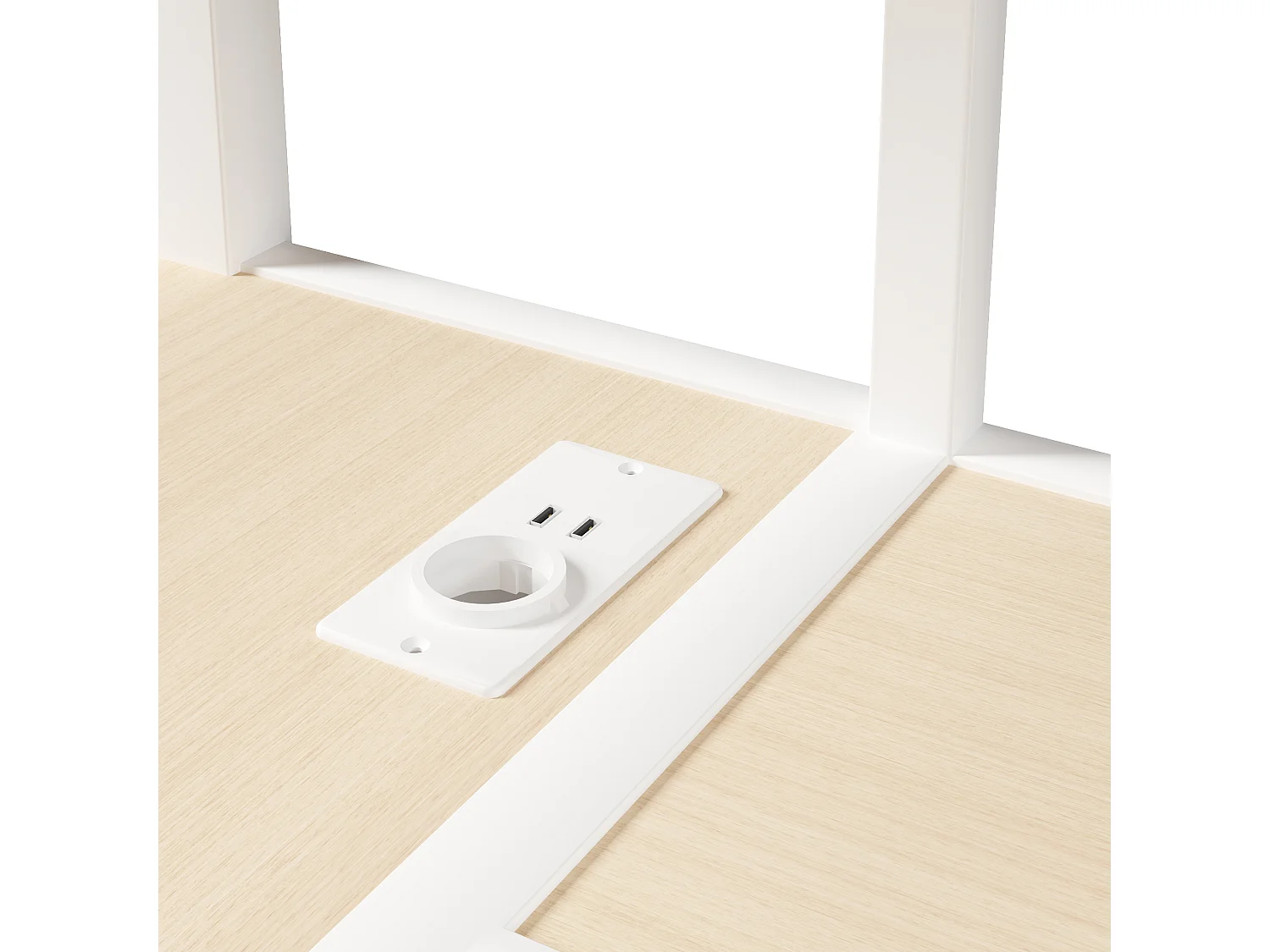 Loftseng 140 x 200 cm - Metalstel - 3 skuffer - Integreret bord - Stikkontakt - LED-belysning - Hvid (madras medfølger ikke)