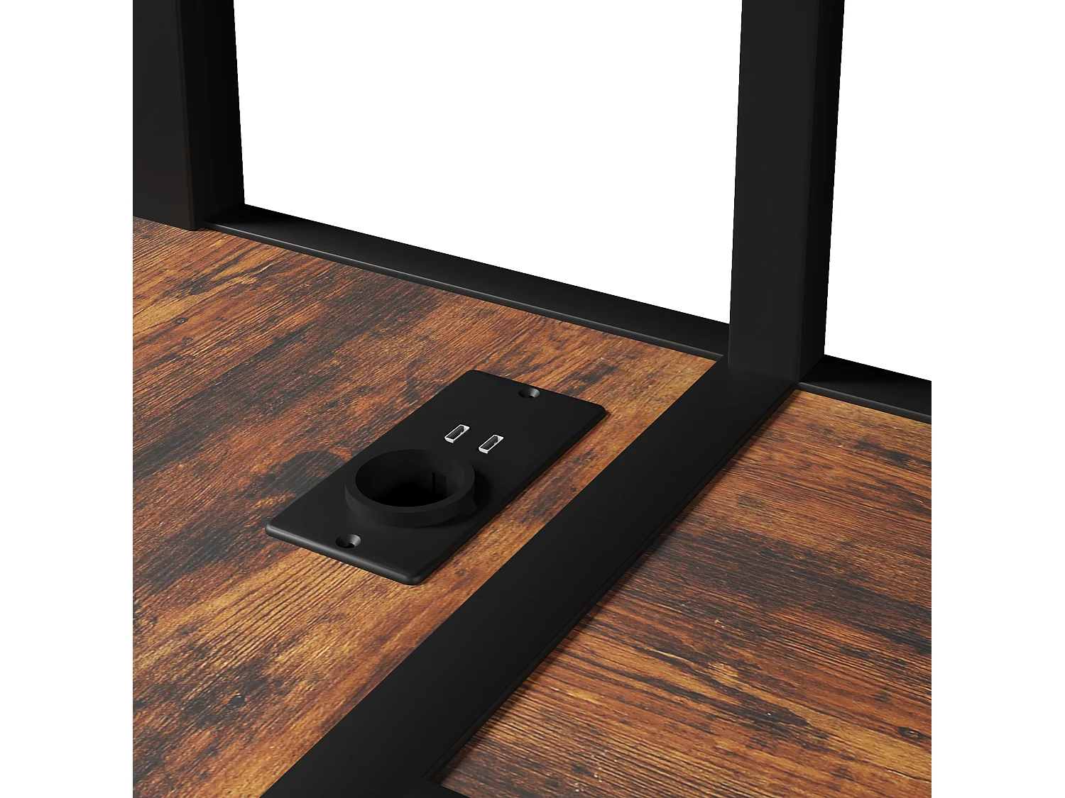 Hochbett 90 x 200 cm - Metallgestell - 3 Schubladen - Integrierter Tisch - Steckdose - LED-Beleuchtung - Schwarz​ (ohne Matratze)