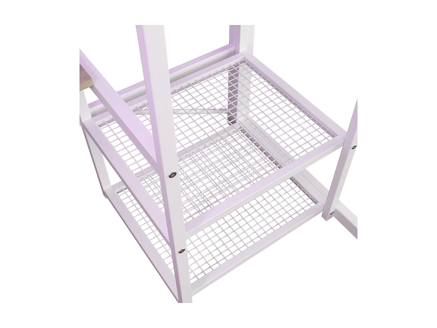 Lit mezzanine pour enfant - 140 x 200 cm - structure en fer - avec Leds + bureau + rangements + étagères - MDF + métal - blanc