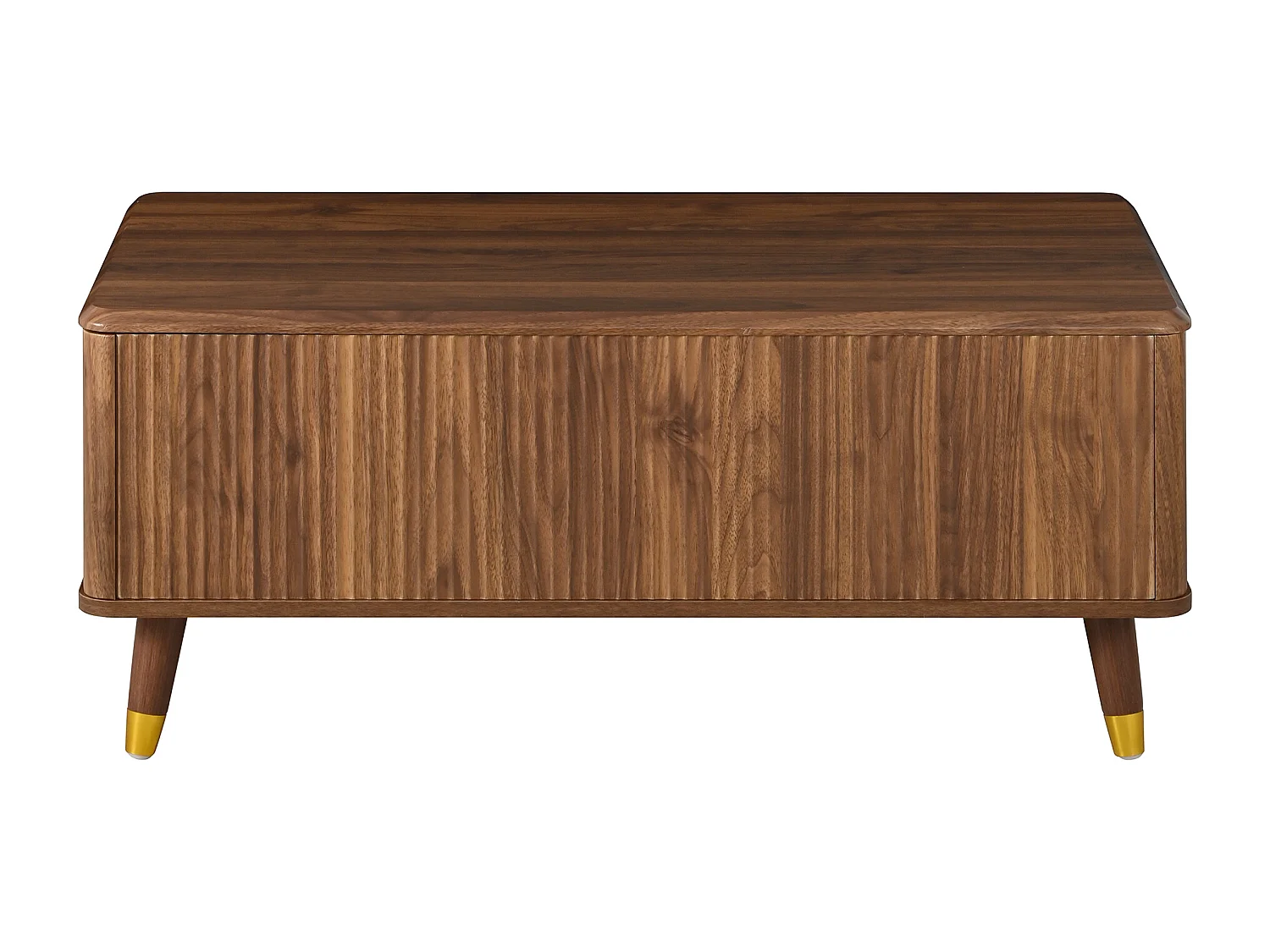 Retro-moderner höhenverstellbarer Beistelltisch 97x52x56,5 cm - Verstellbare Platte - Großer Stauraum - Massivholzfüße - MDF - Braun