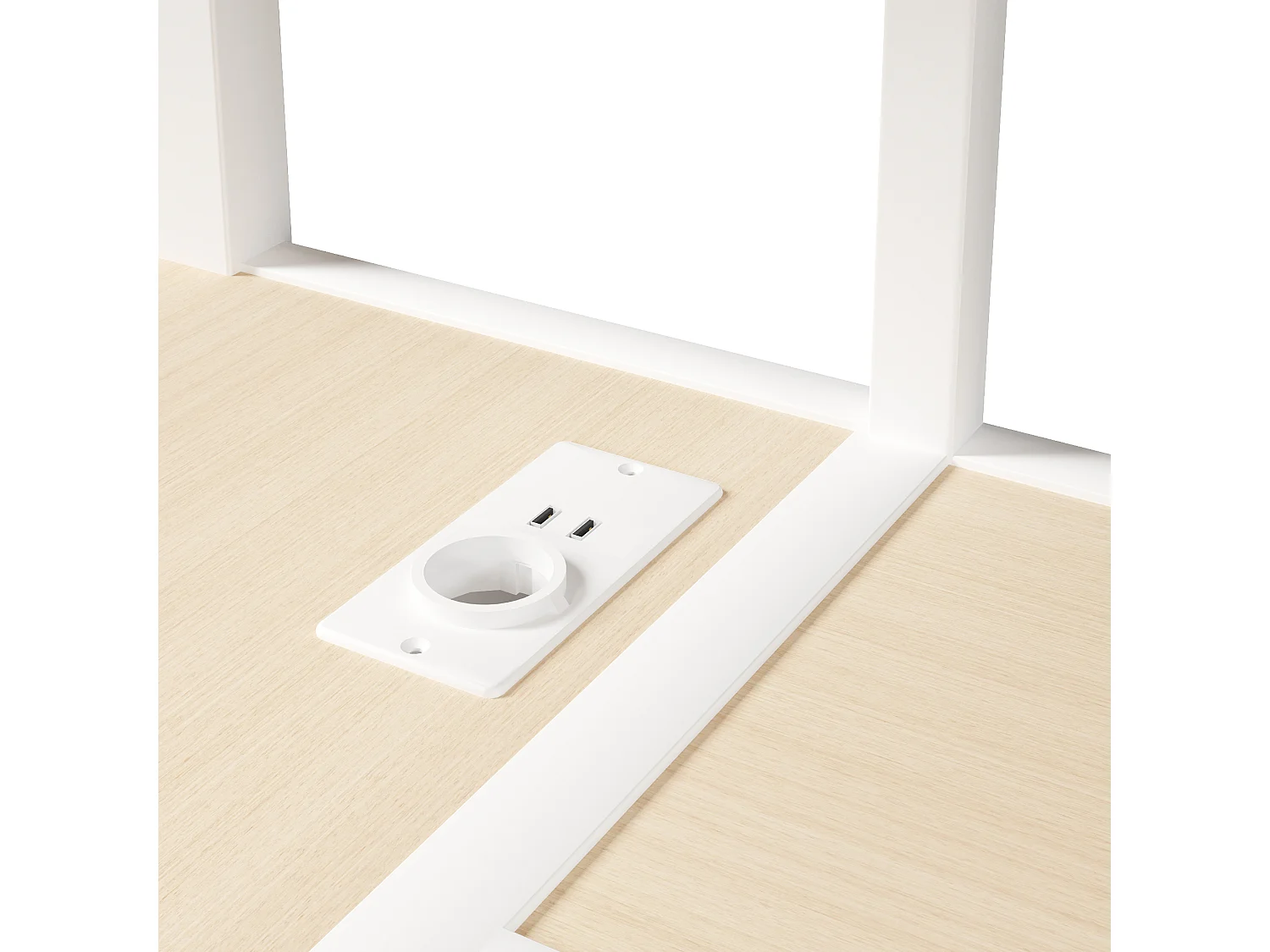 Hochbett 90 x 200 cm - Metallgestell - 3 Schubladen - Integrierter Tisch - Steckdose - LED-Beleuchtung - weiß​ (ohne Matratze)