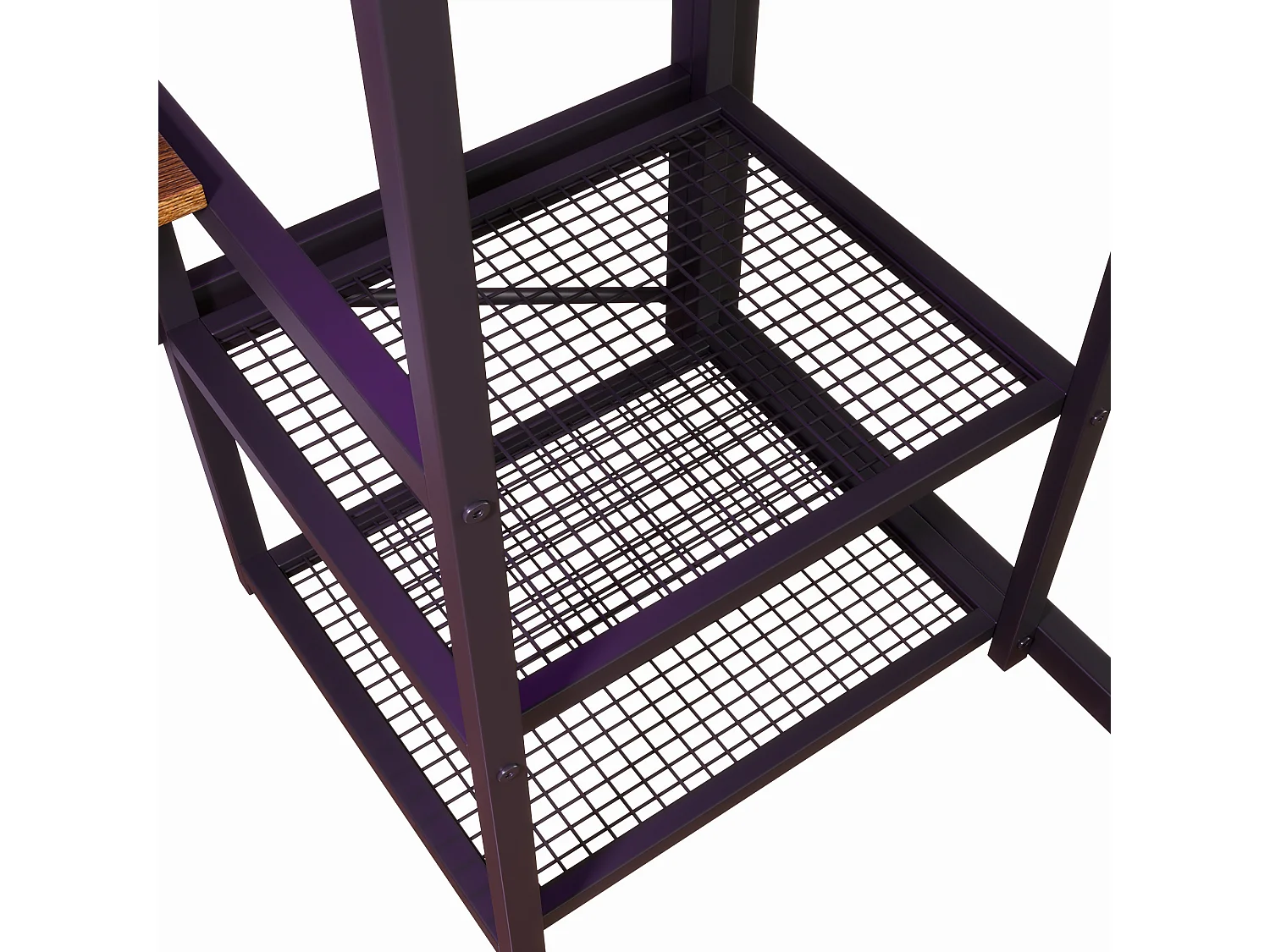 Lit mezzanine pour enfant - 140 x 200 cm - structure en fer - avec Leds + bureau + rangements + étagères - MDF + métal - noir