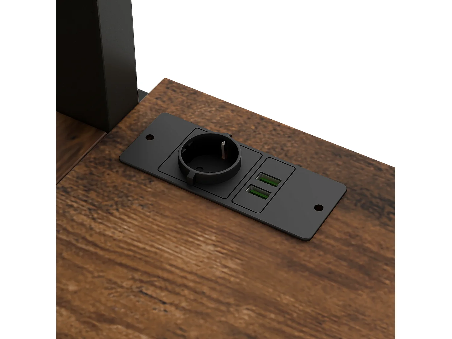 Lit mezzanine en métal 140x200 cm - Avec bureau et échelle de rangement - Port USB et éclairage LED - Noir (sanas matelas)