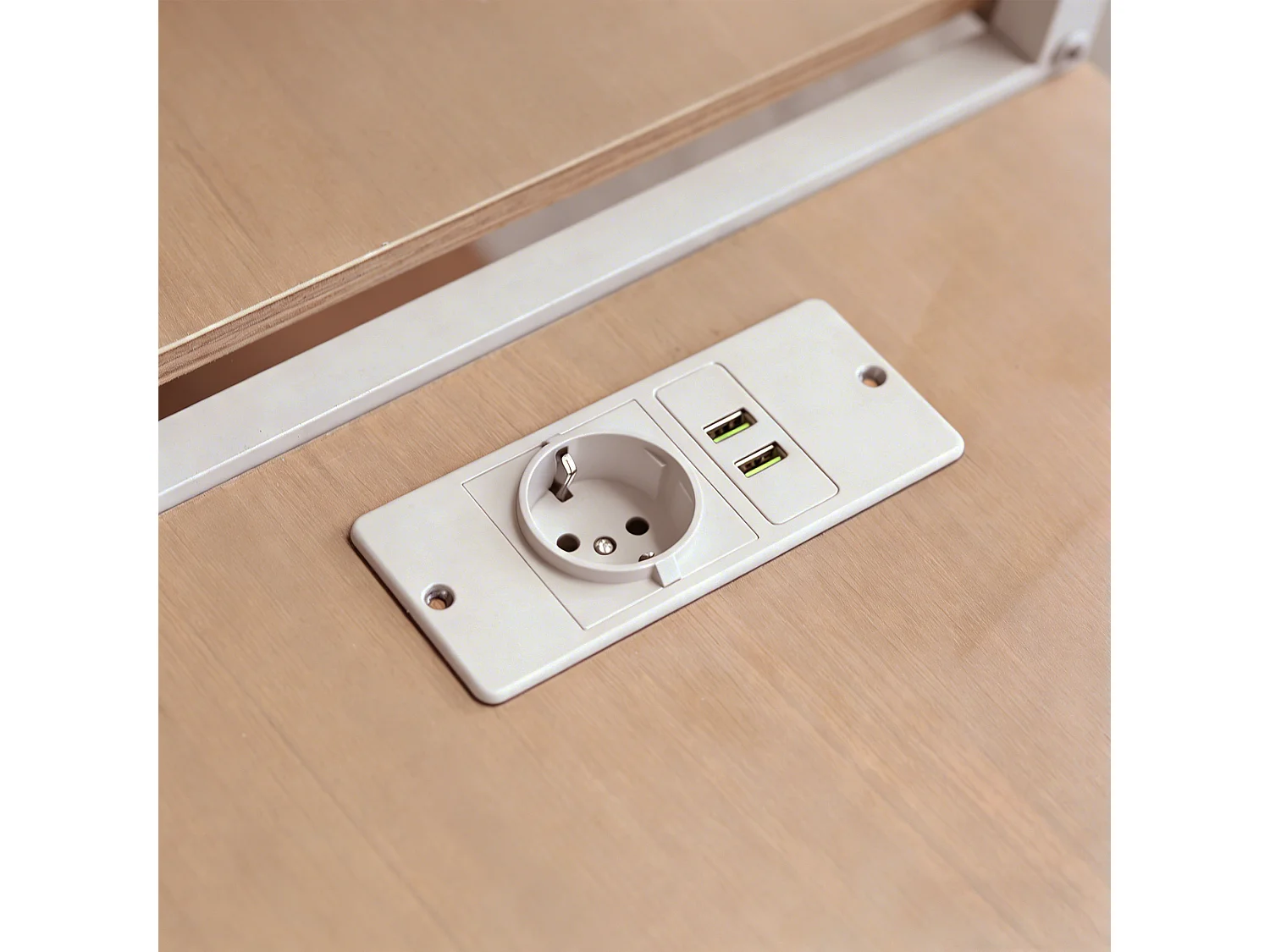 Lit mezzanine 140x200 - Avec prise électrique - Avec compartiments de rangement - Avec échelle de rangement - Blanc (matelas non inclus)